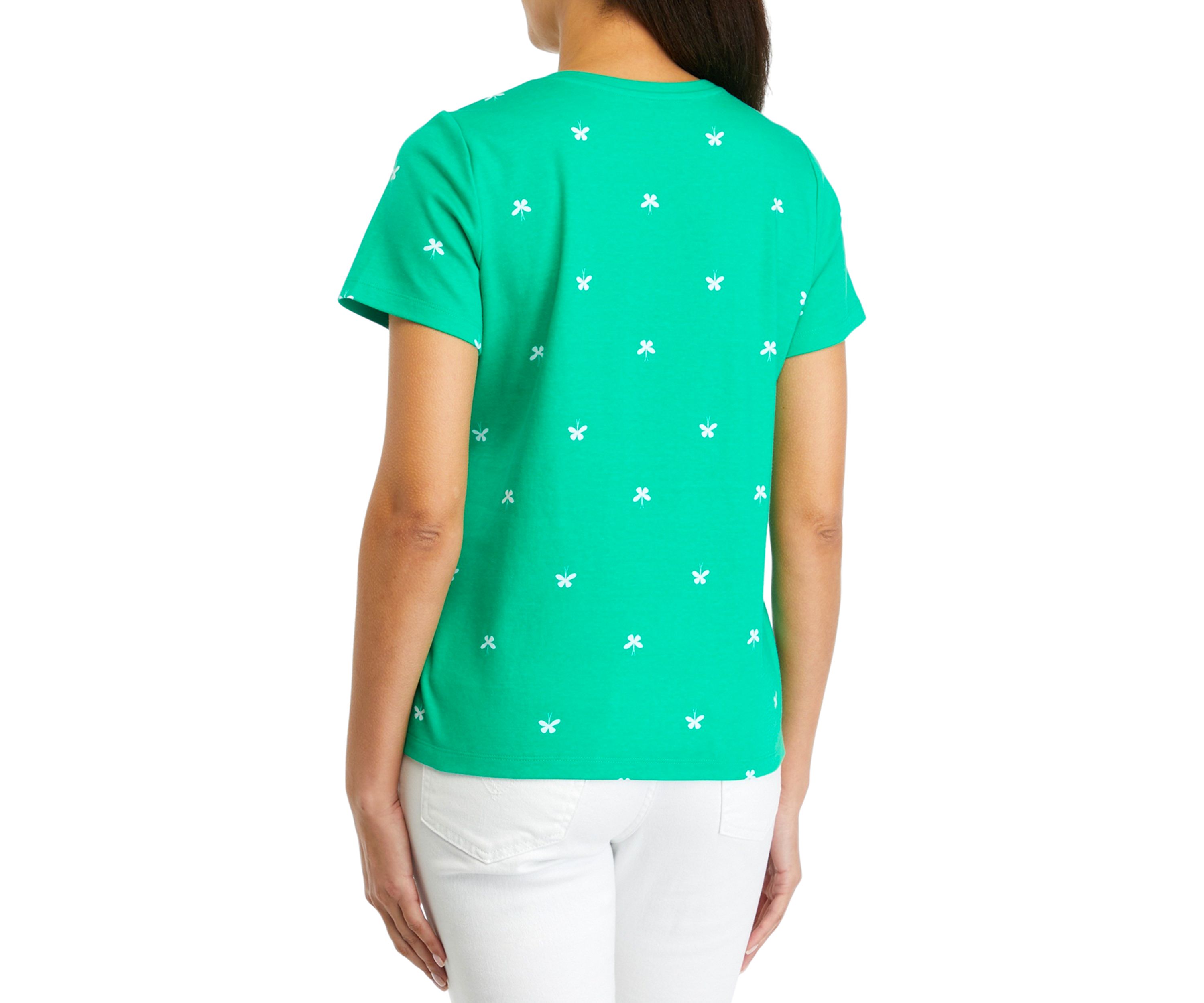 Petite Short Sleeve V-Neck Printed T-Shirt