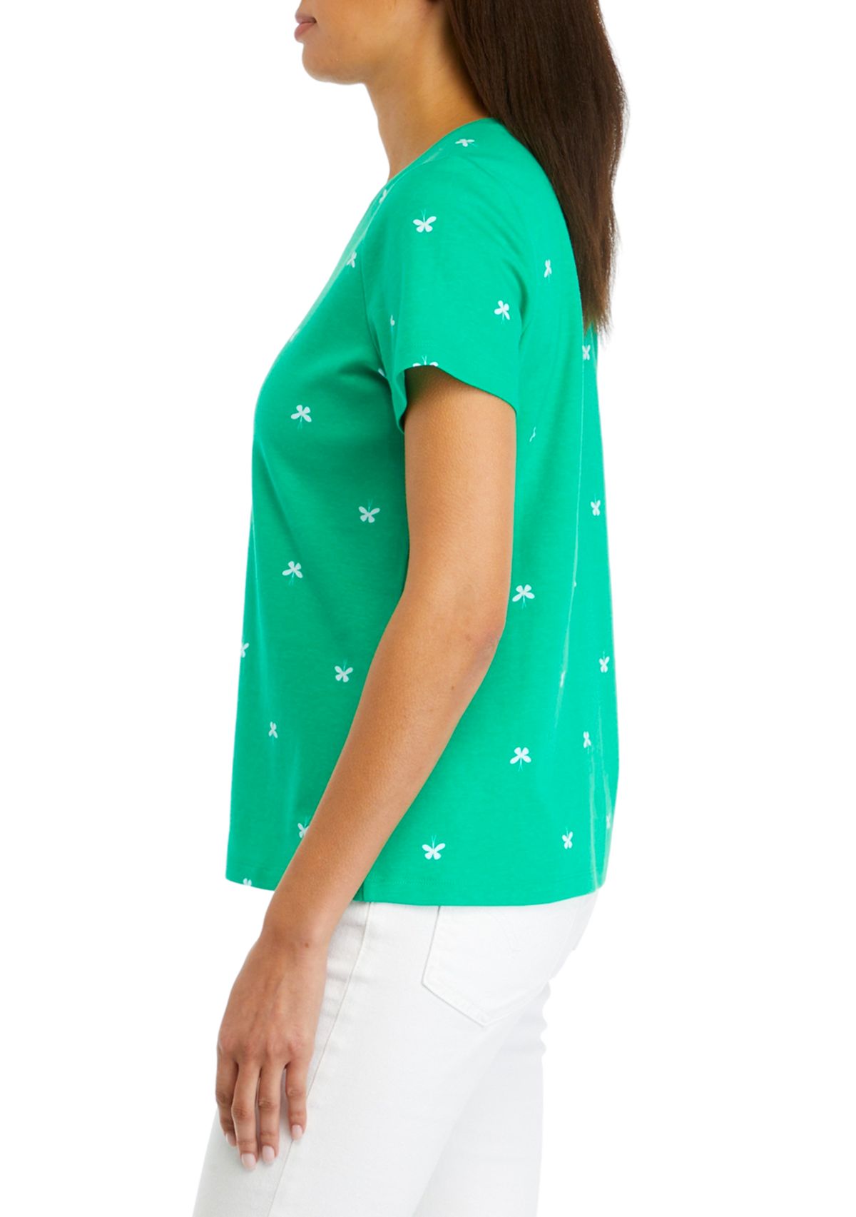 Petite Short Sleeve V-Neck Printed T-Shirt