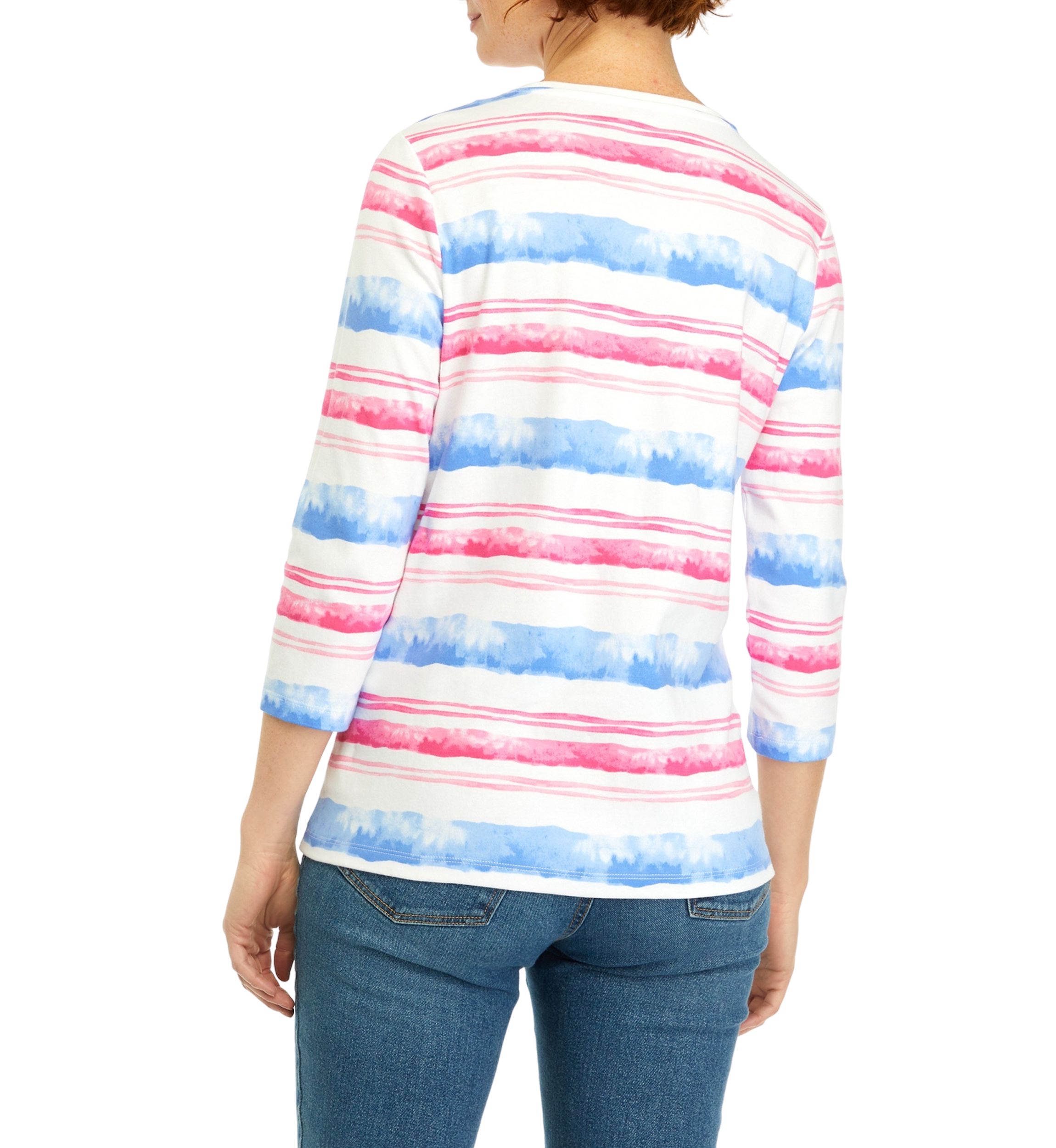 Petite 3/4 Sleeve Striped Shirt 