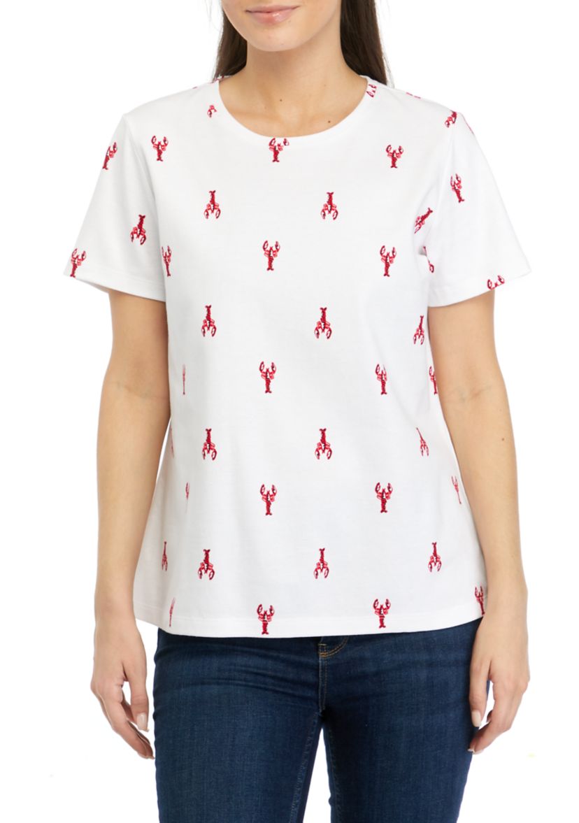 Petite Short Sleeve Crew Neck Printed T-Shirt