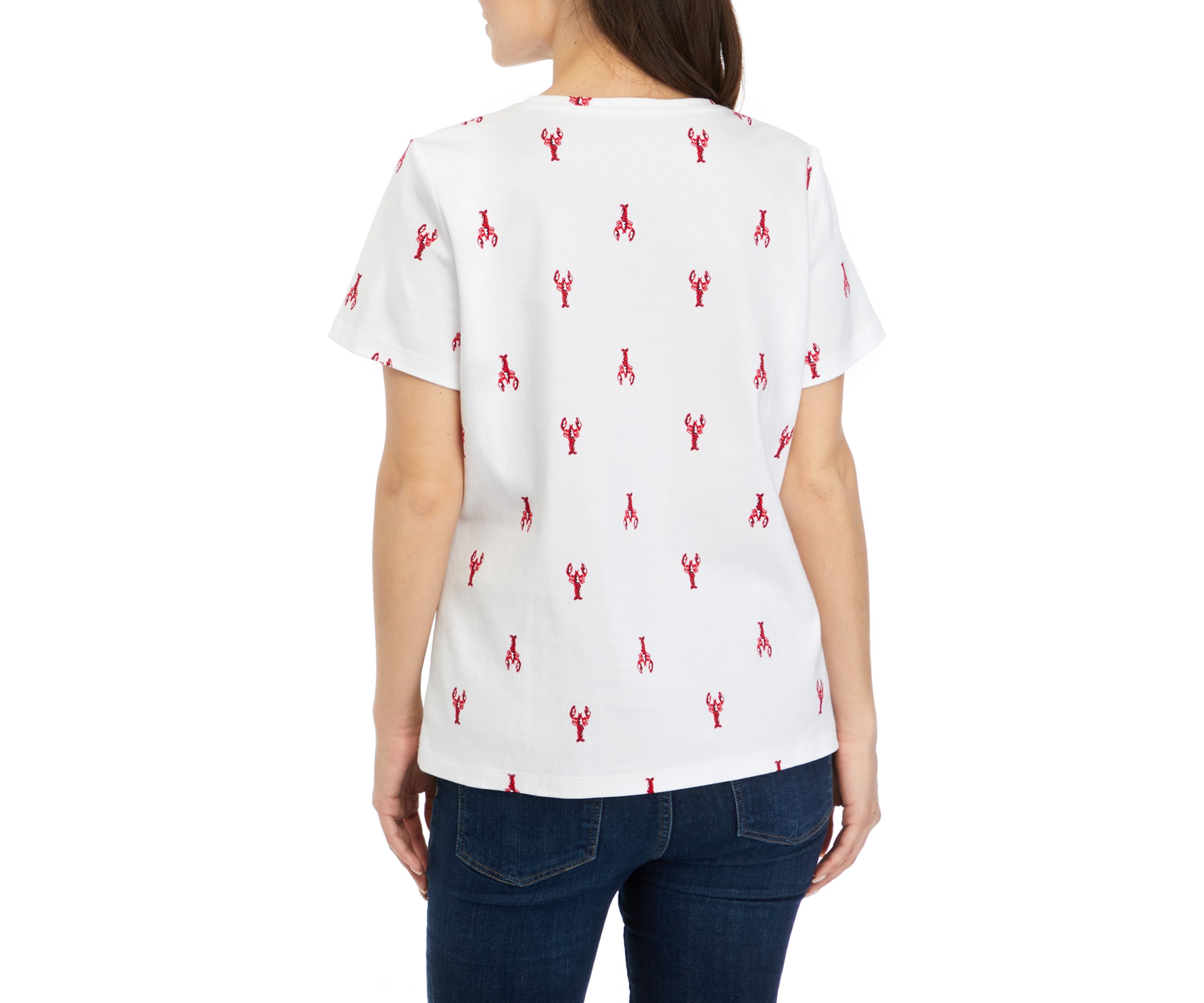 Petite Short Sleeve Crew Neck Printed T-Shirt