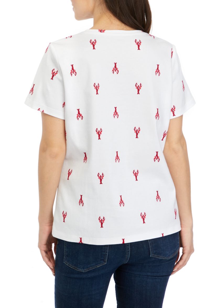 Petite Short Sleeve Crew Neck Printed T-Shirt