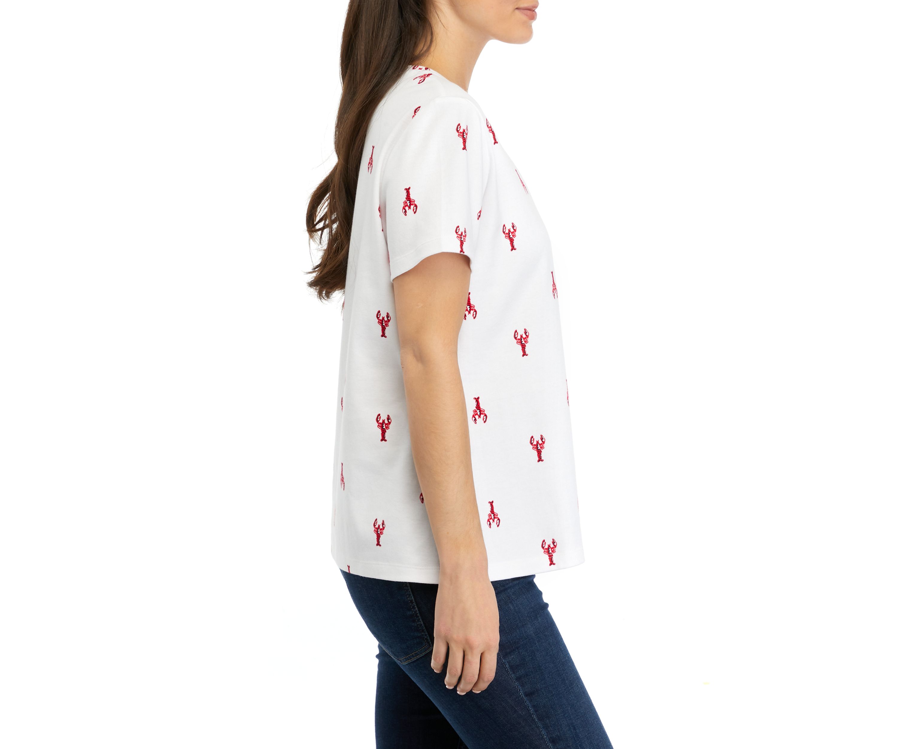 Petite Short Sleeve Crew Neck Printed T-Shirt