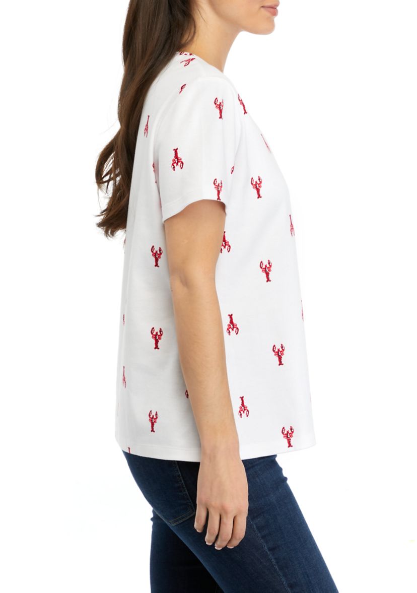 Petite Short Sleeve Crew Neck Printed T-Shirt
