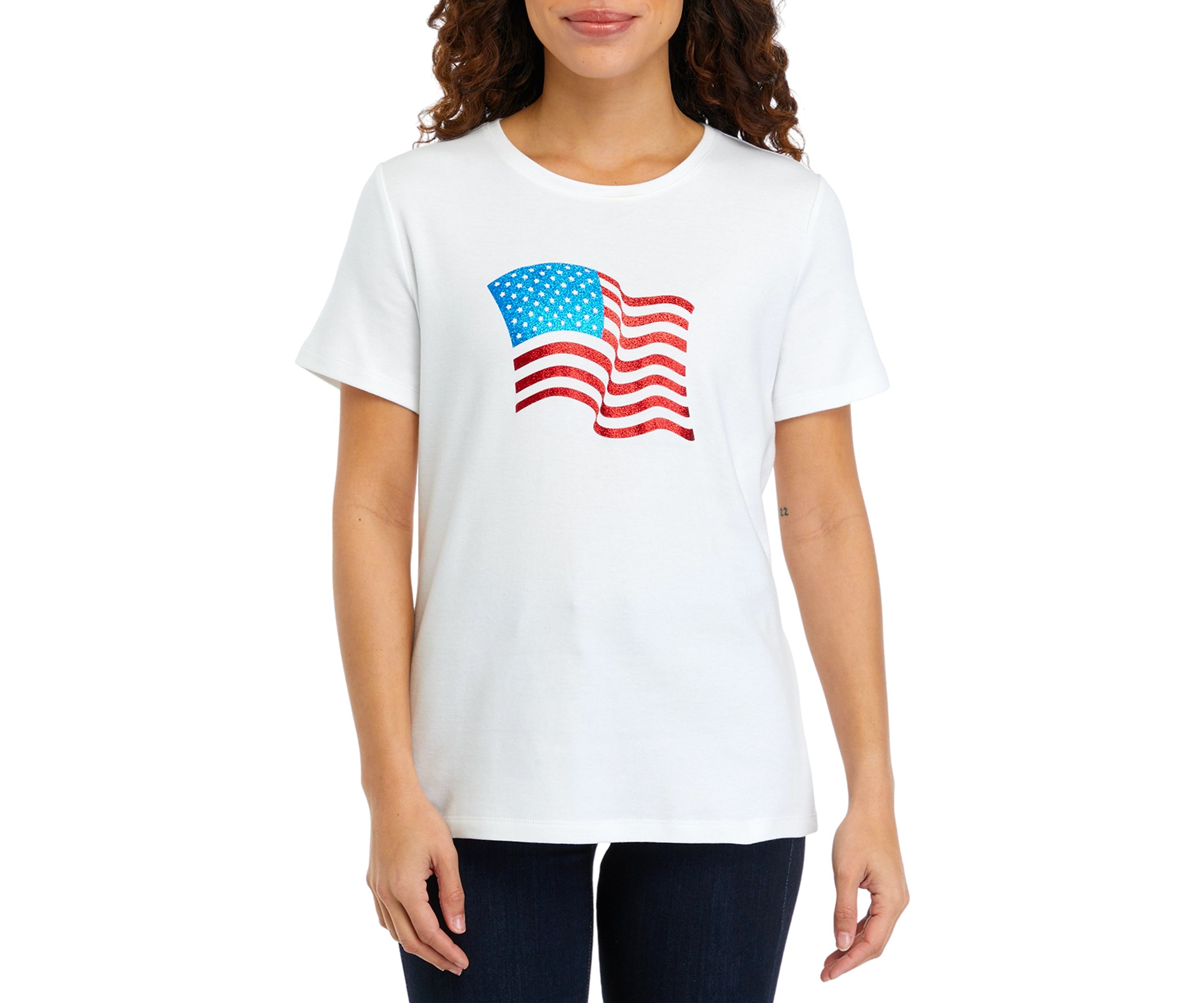 Petite Short Sleeve Crew Neck Graphic T-Shirt
