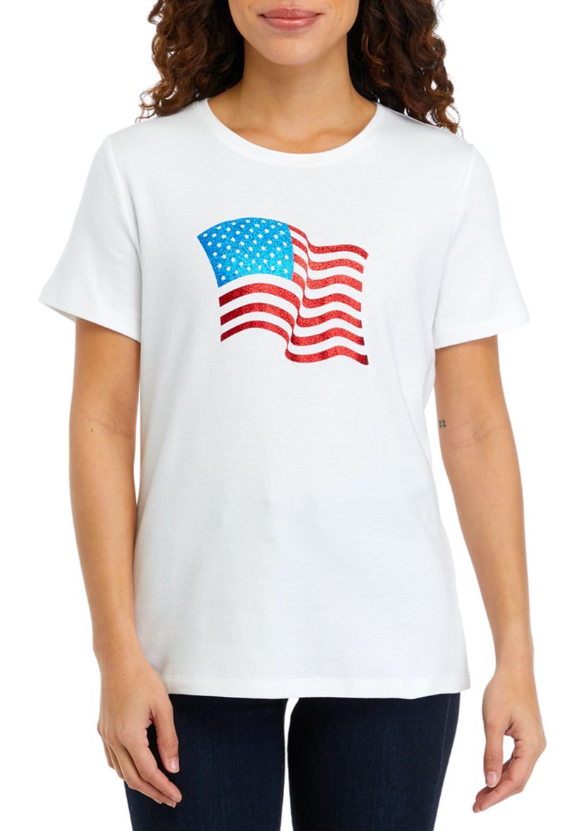 Petite Short Sleeve Crew Neck Graphic T-Shirt