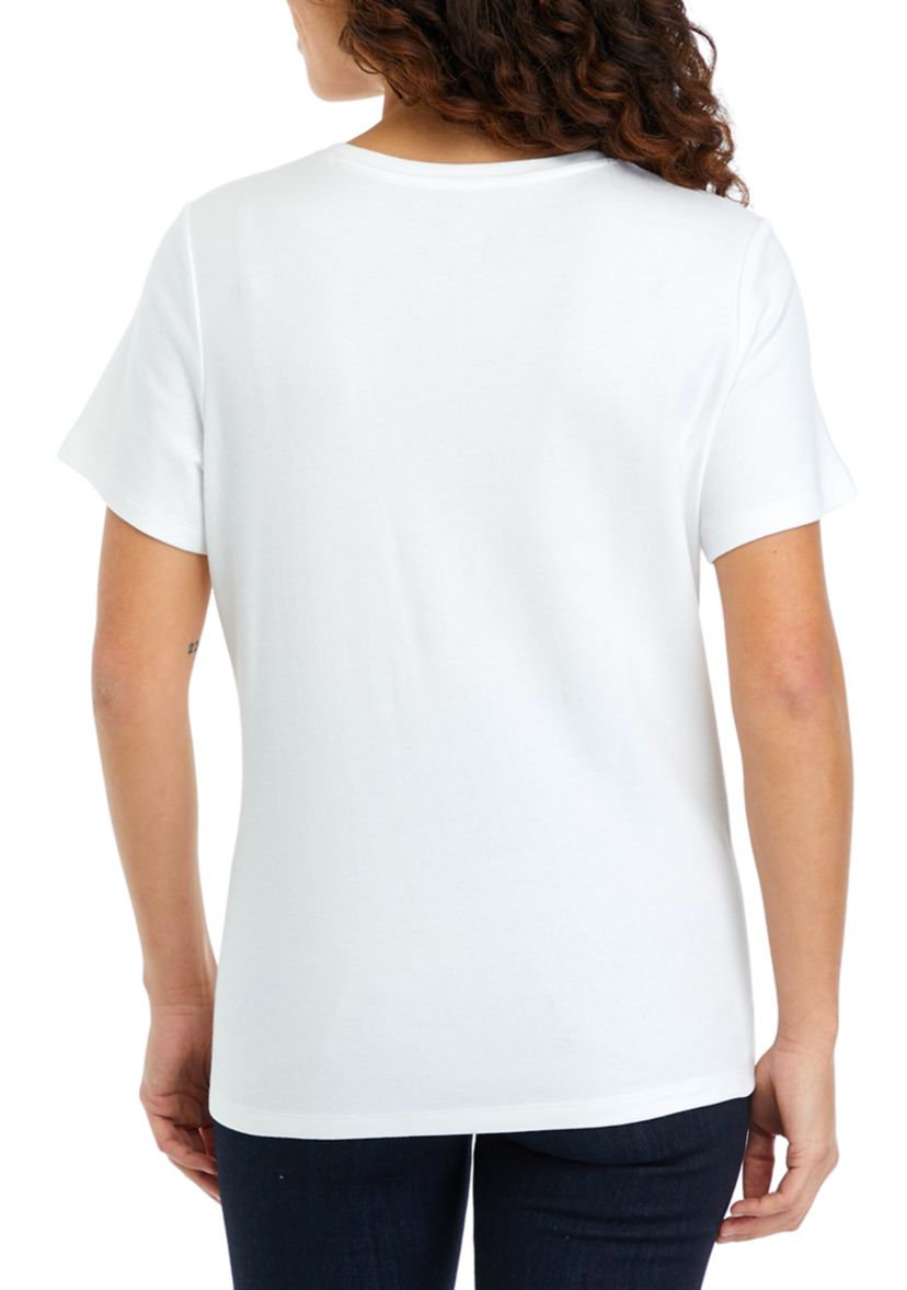 Petite Short Sleeve Crew Neck Graphic T-Shirt