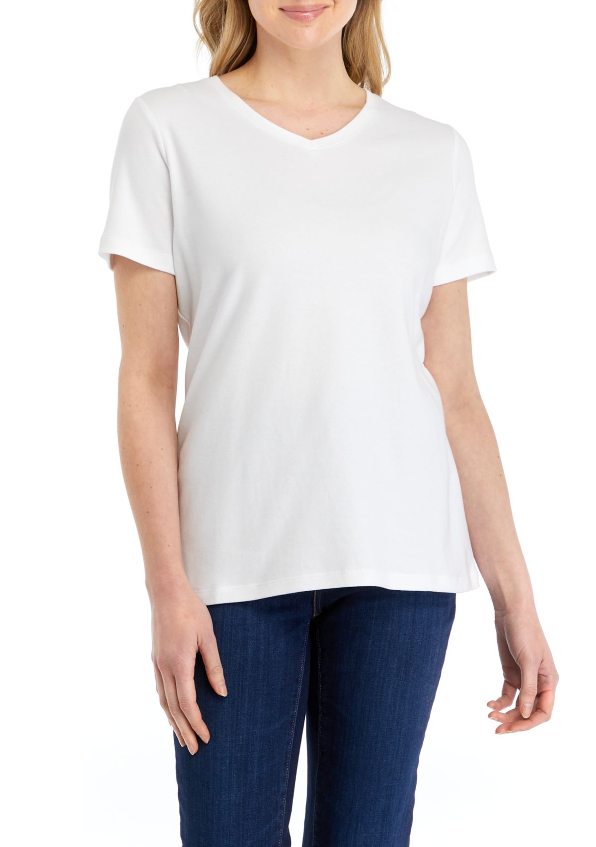 Petite Short Sleeve V-Neck T-Shirt