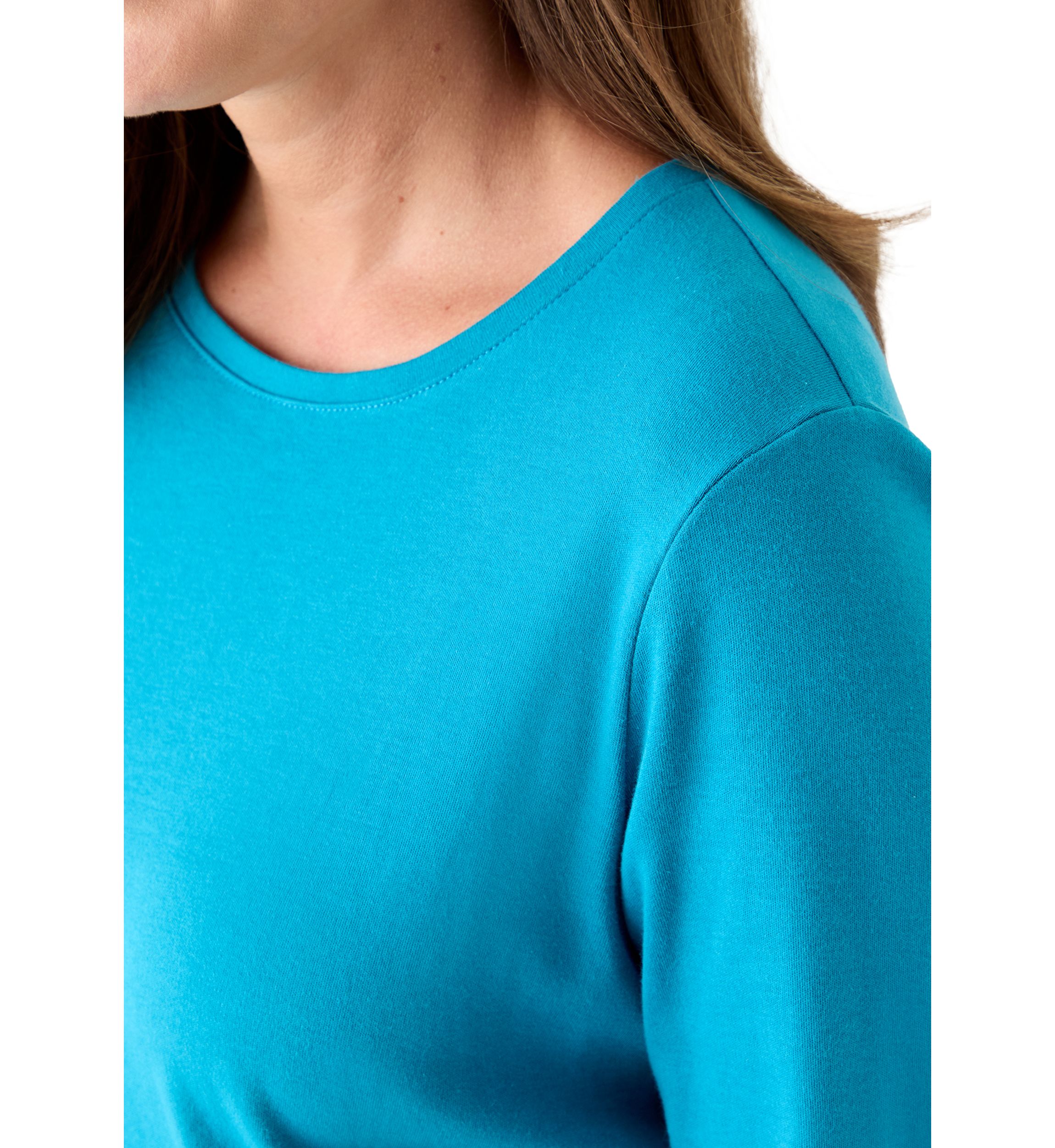 Petite Three-Quarter Crew Neck Fashion Solid T-Shirt