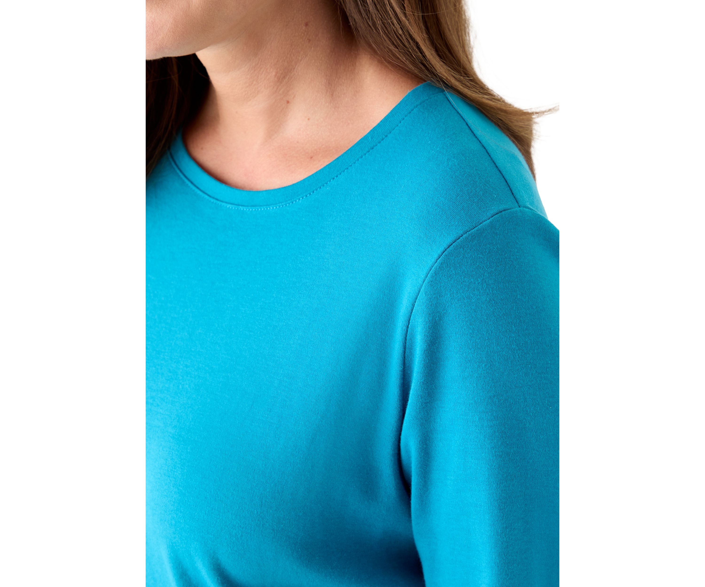 Petite Three-Quarter Crew Neck Fashion Solid T-Shirt