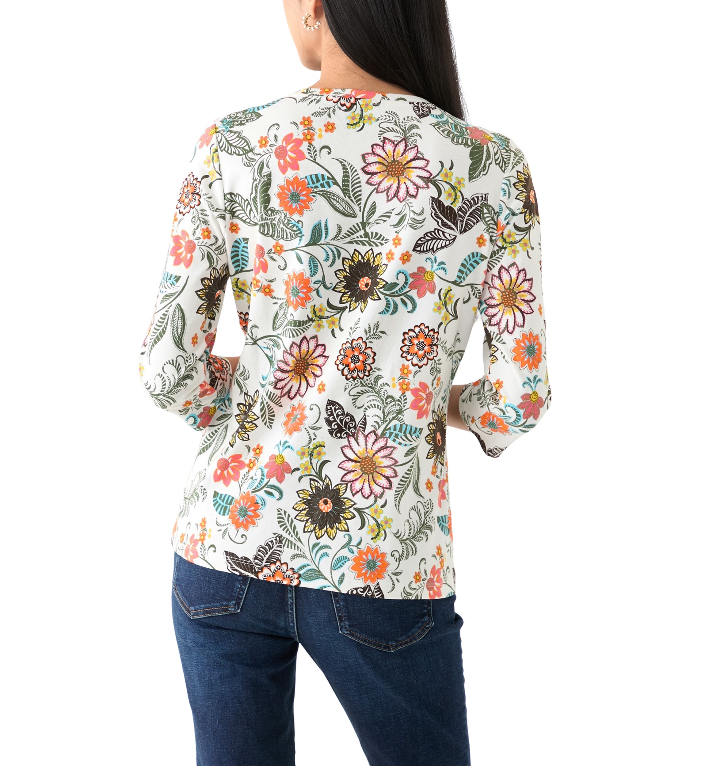 Petite Printed Crew Neck Top