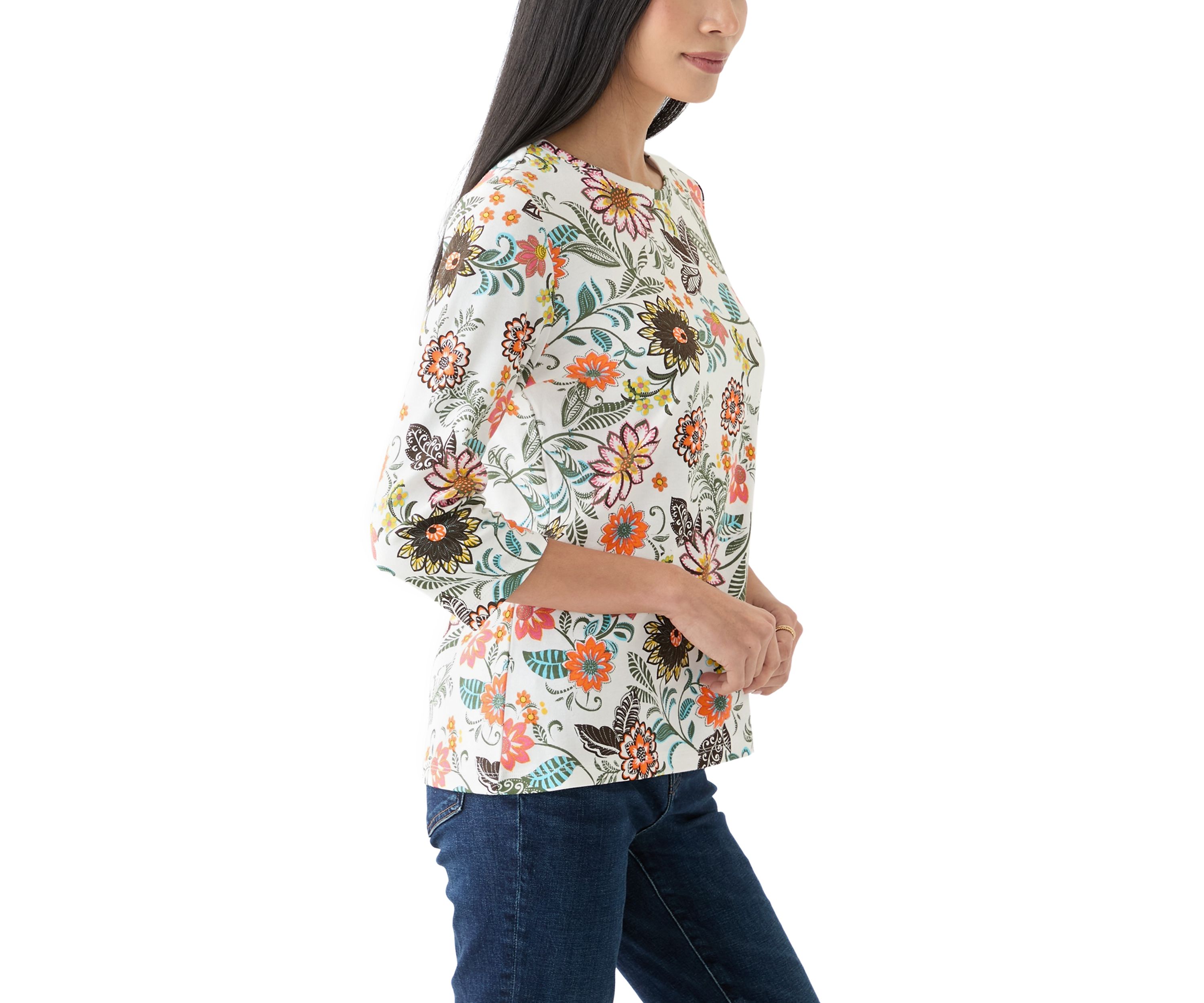 Petite Printed Crew Neck Top