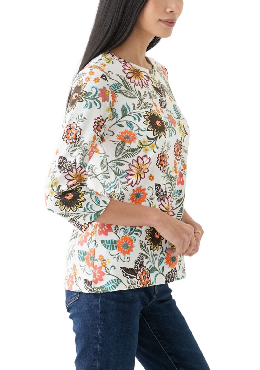 Petite Printed Crew Neck Top