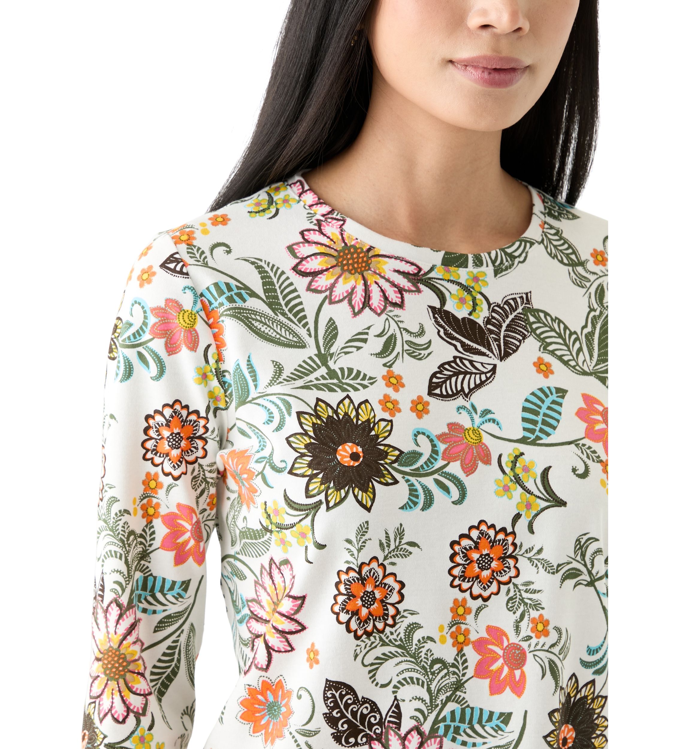 Petite Printed Crew Neck Top