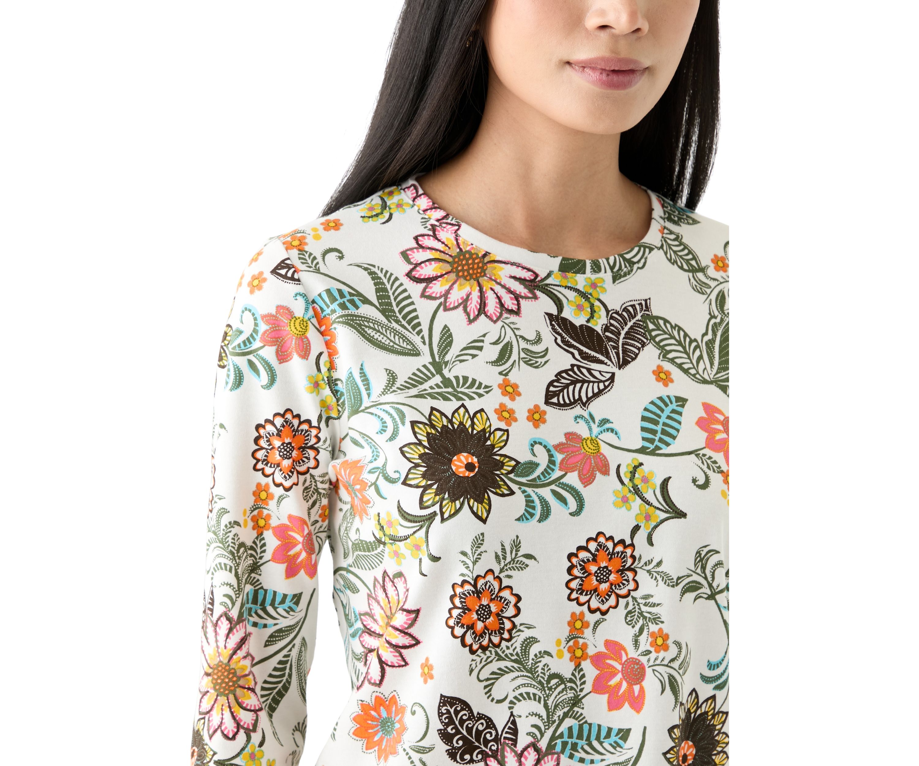 Petite Printed Crew Neck Top