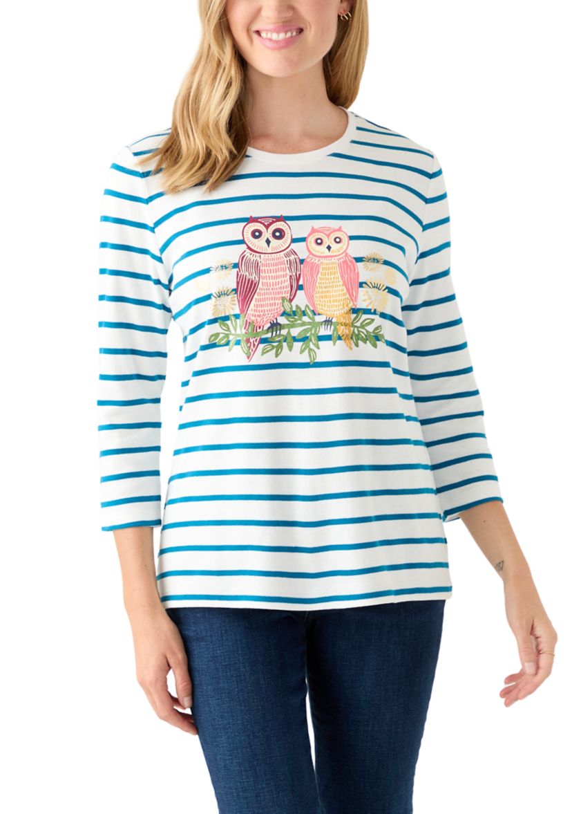 Petite 3/4 Sleeve Crew Neck Graphic Shirt