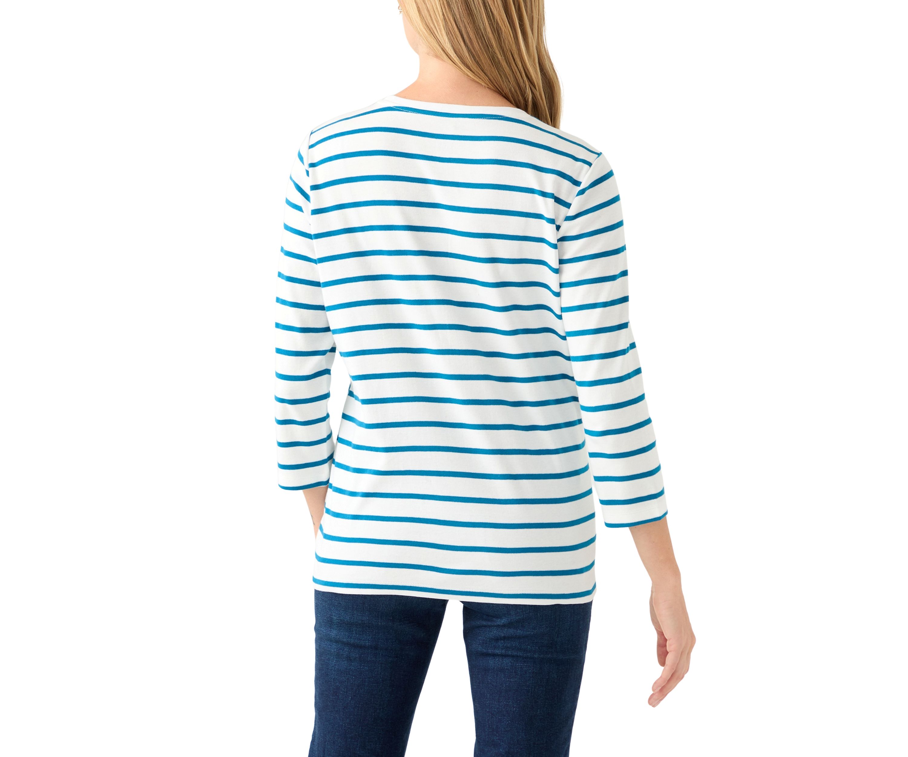 Petite 3/4 Sleeve Crew Neck Graphic Shirt