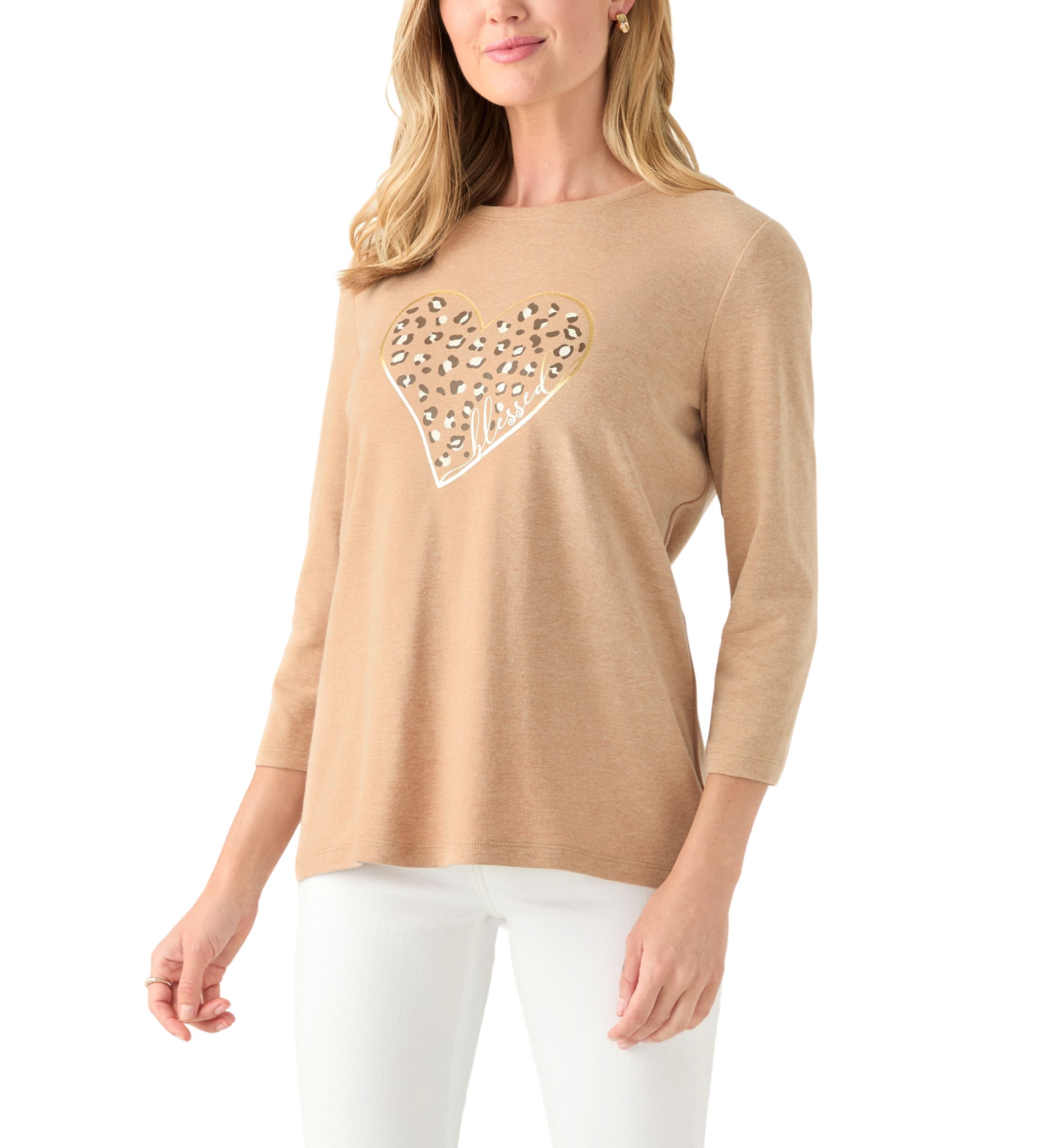 Petite 3/4 Heather Graphic T-Shirt 