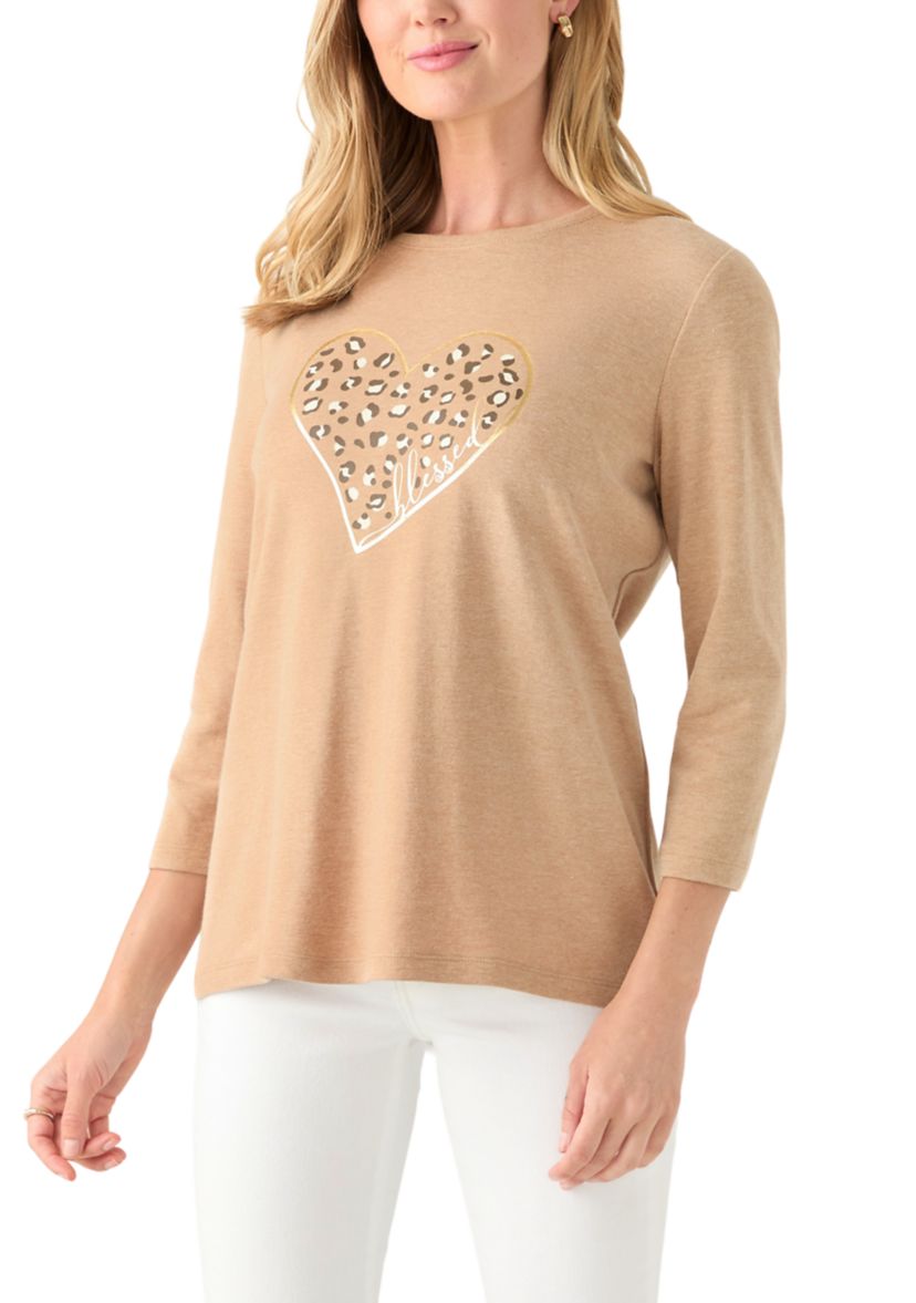 Petite 3/4 Heather Graphic T-Shirt 