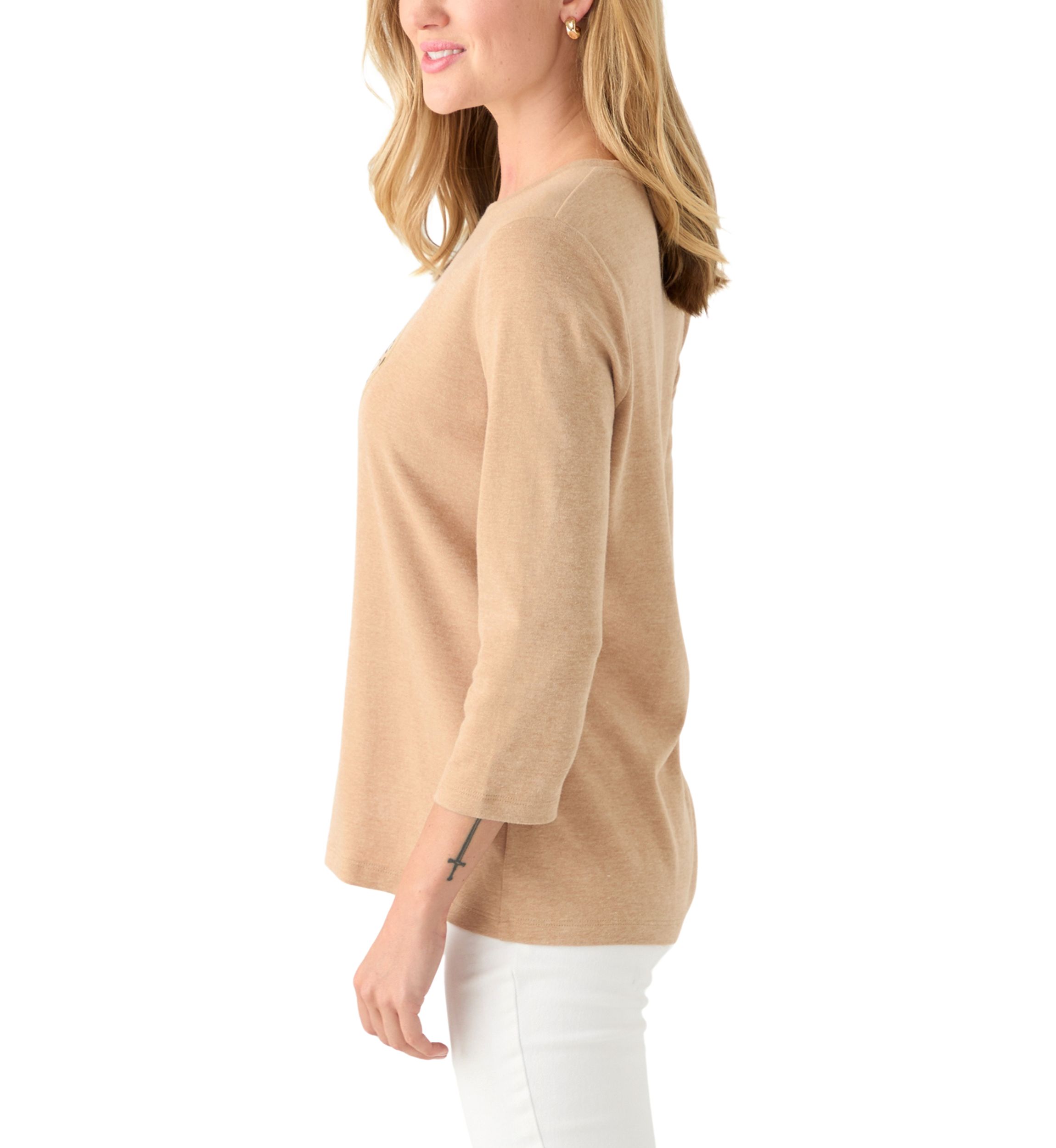 Petite 3/4 Heather Graphic T-Shirt 