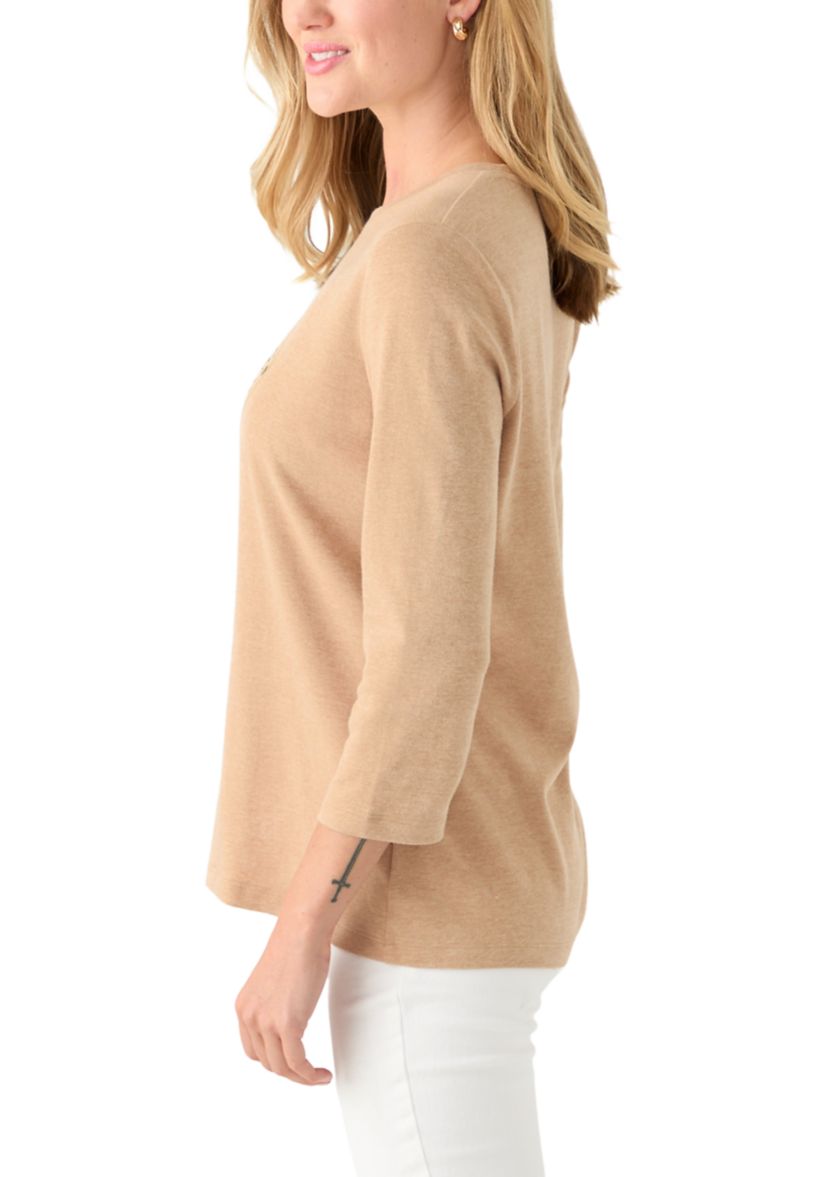 Petite 3/4 Heather Graphic T-Shirt 