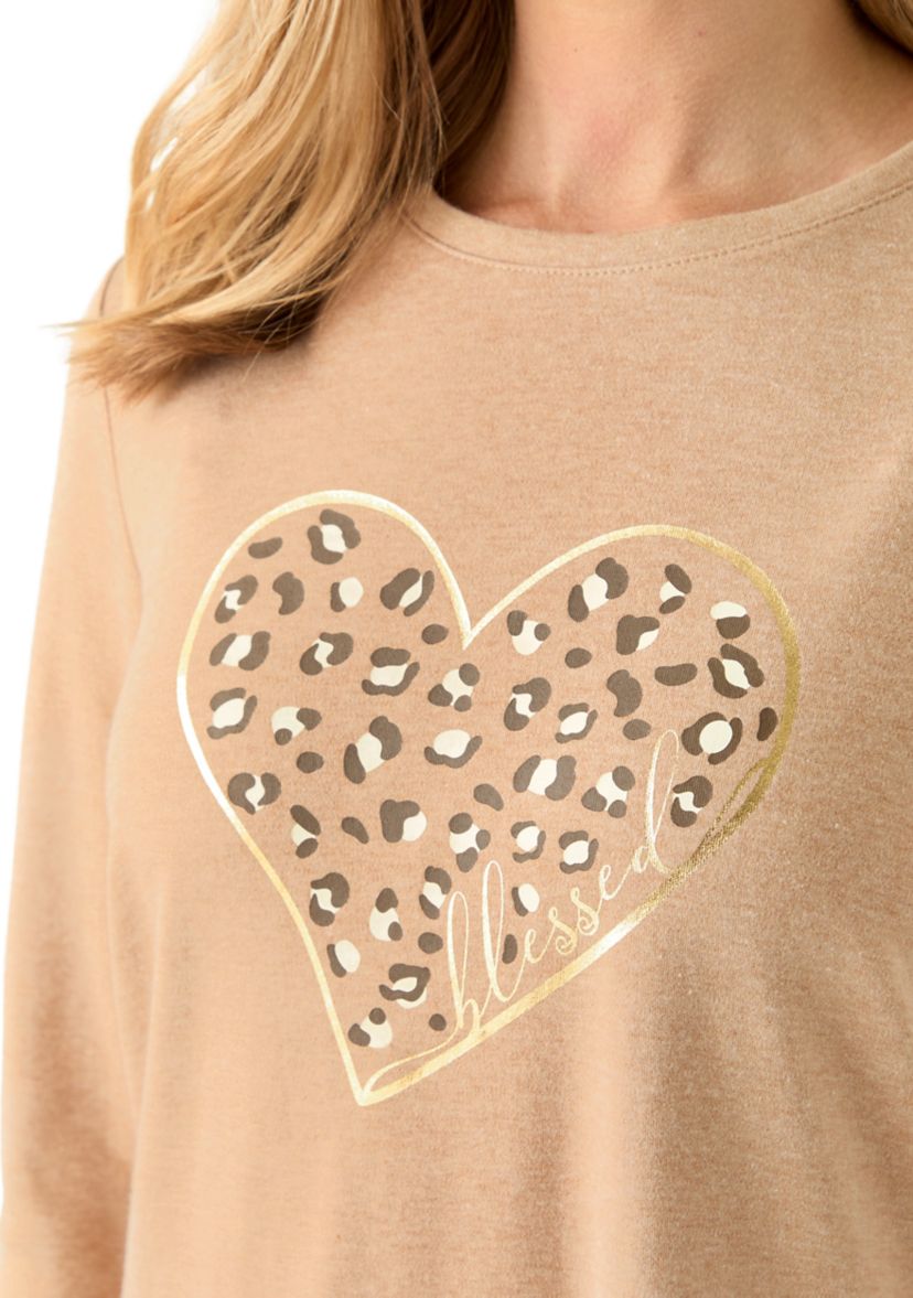 Petite 3/4 Heather Graphic T-Shirt 
