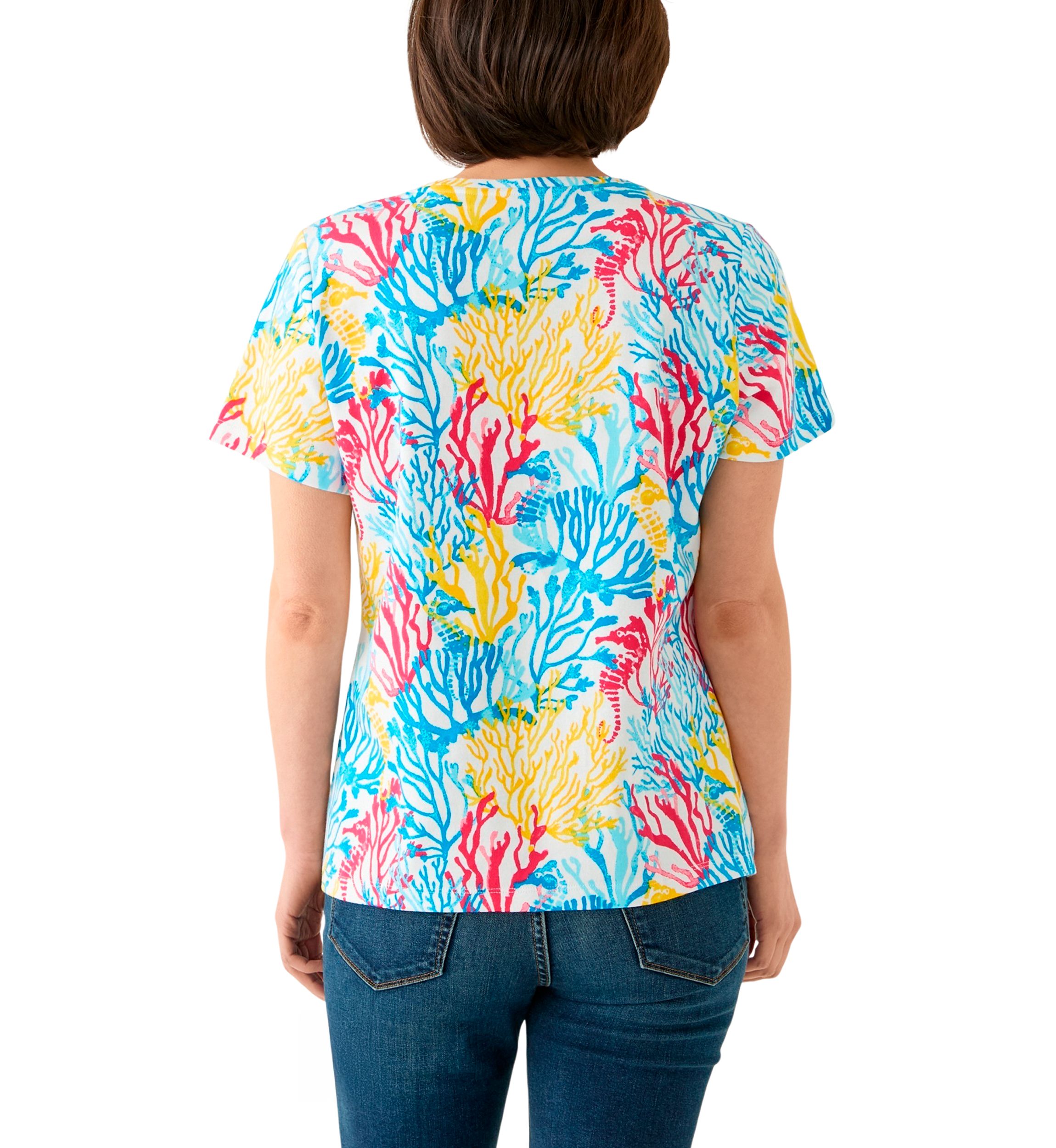 Petite Printed Crew Neck Top