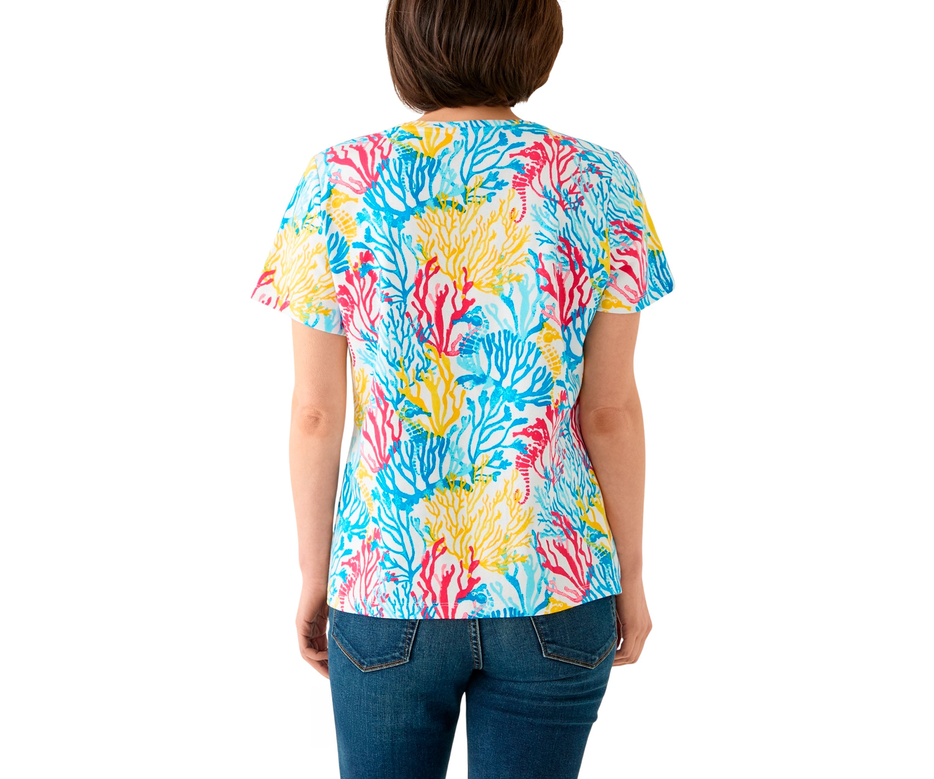 Petite Printed Crew Neck Top