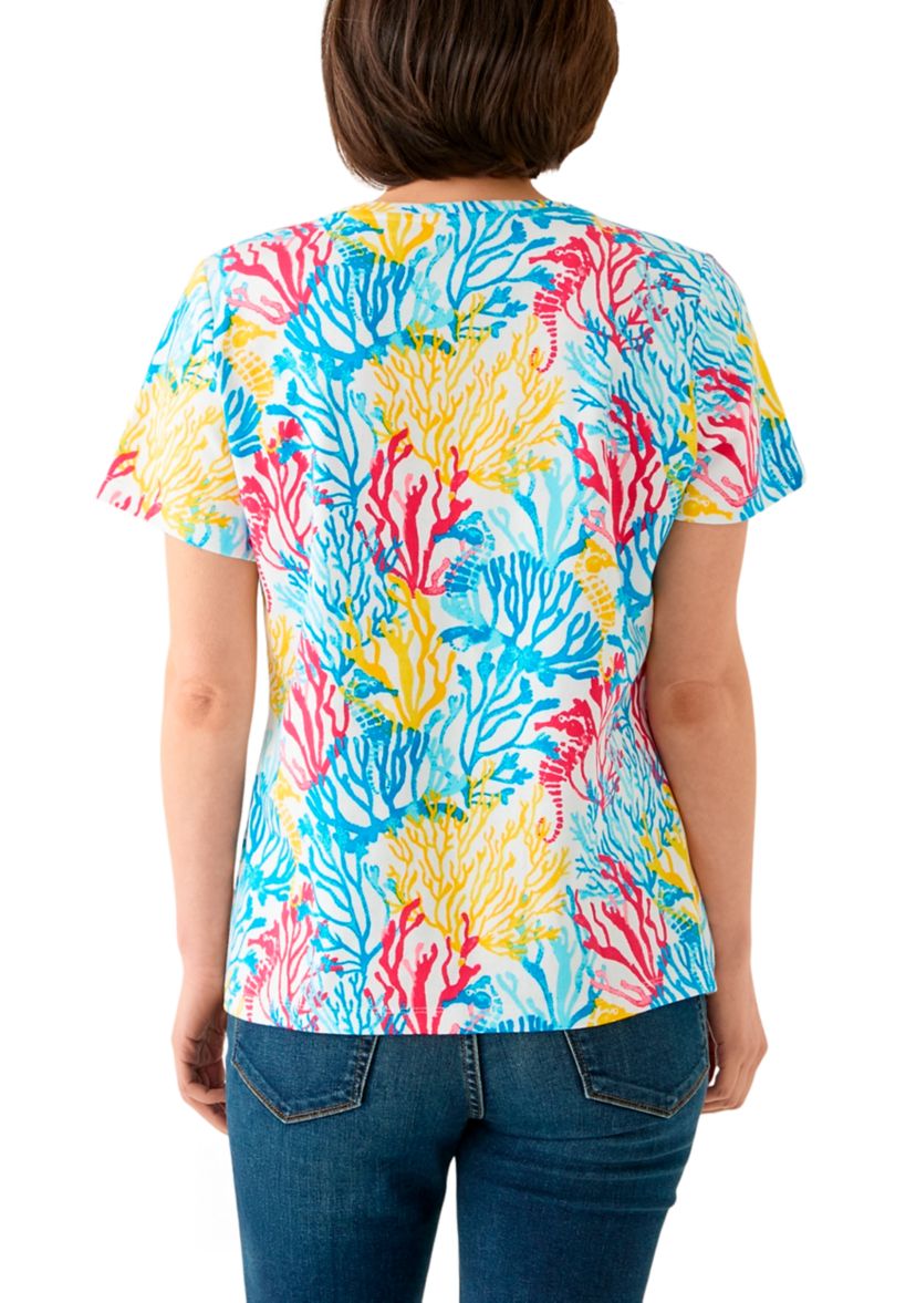 Petite Printed Crew Neck Top