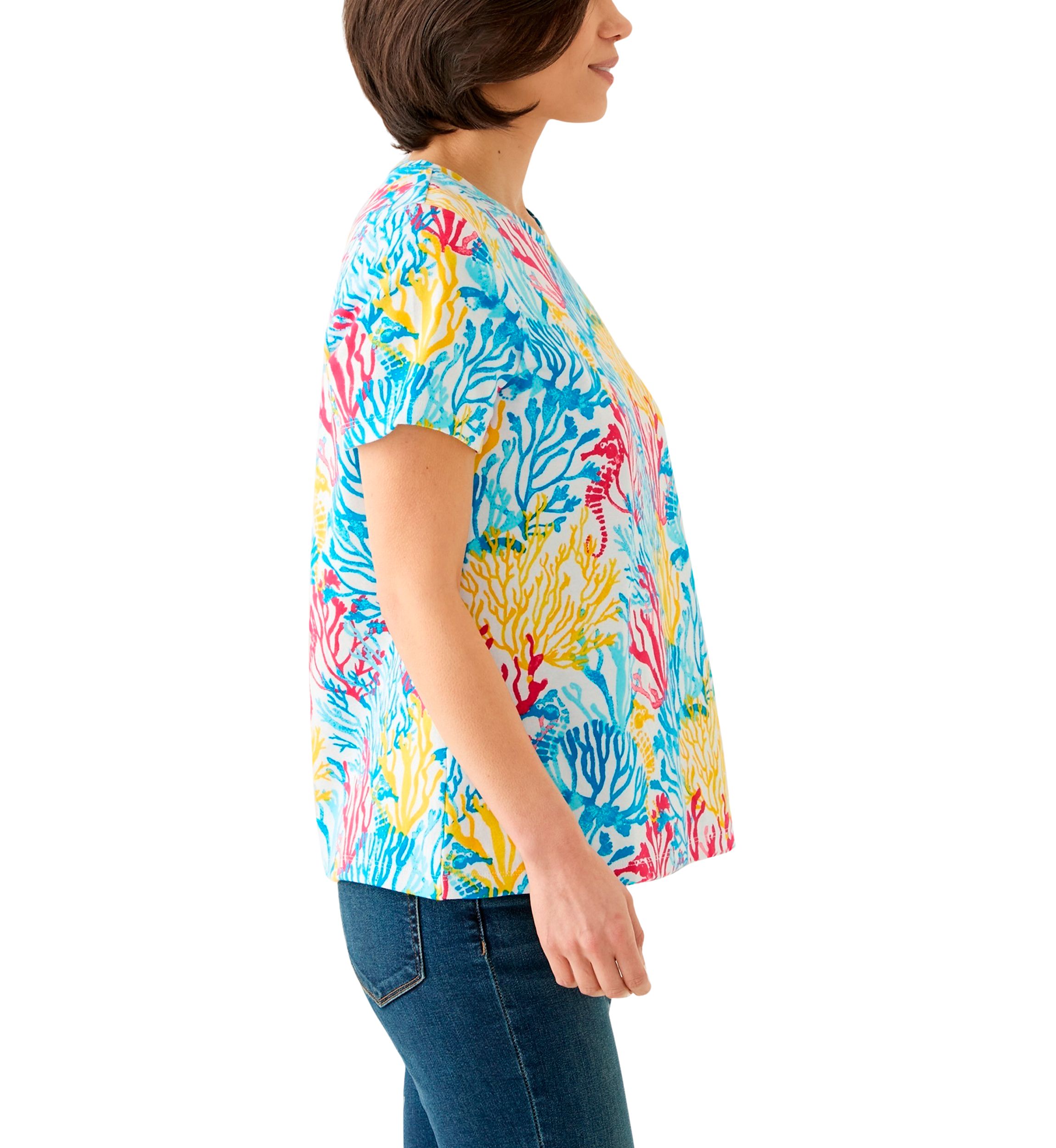 Petite Printed Crew Neck Top
