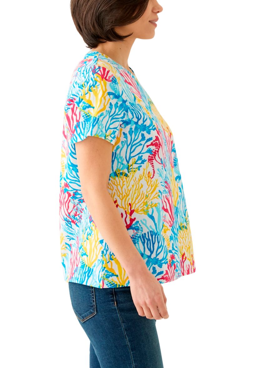 Petite Printed Crew Neck Top