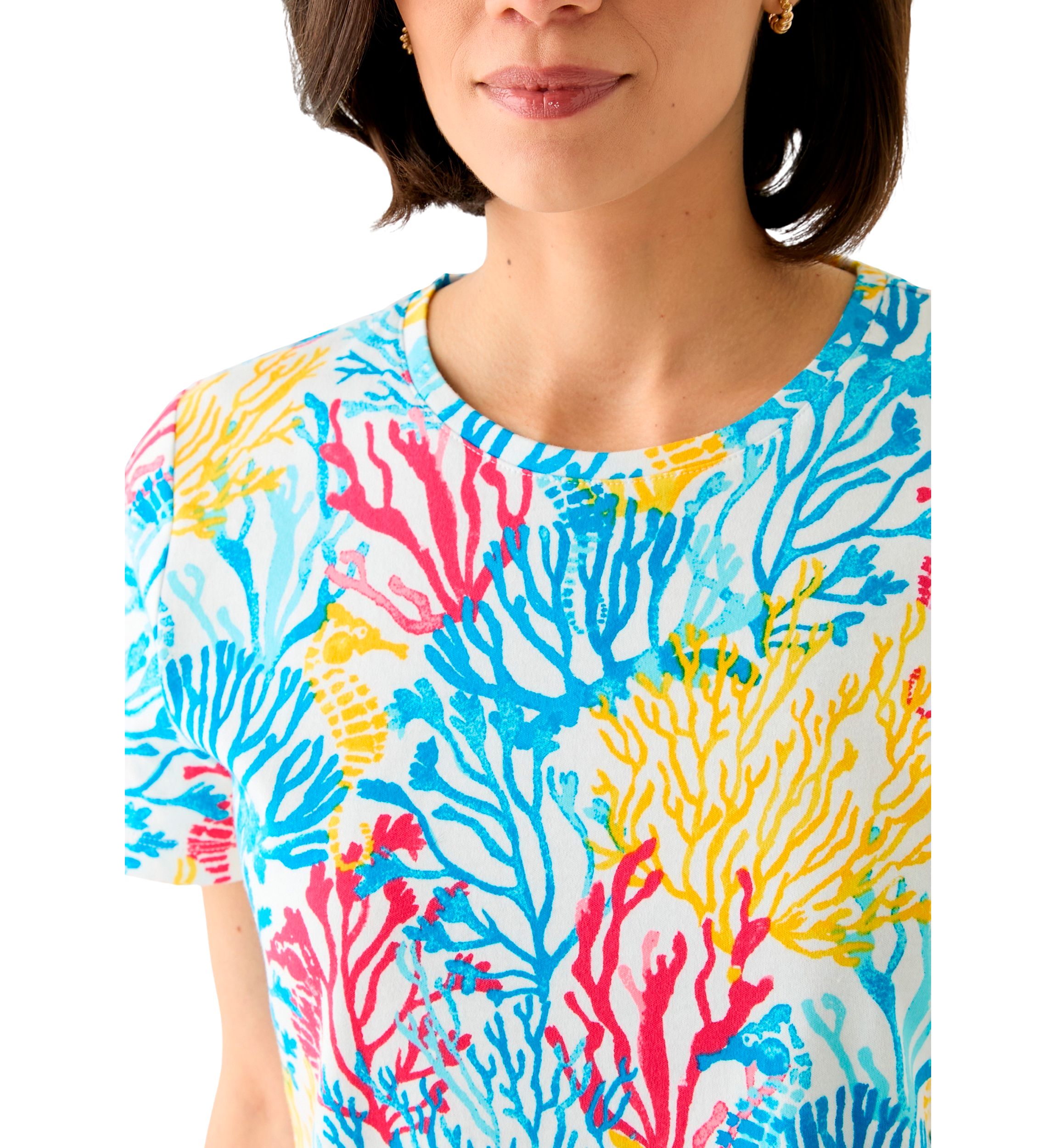Petite Printed Crew Neck Top