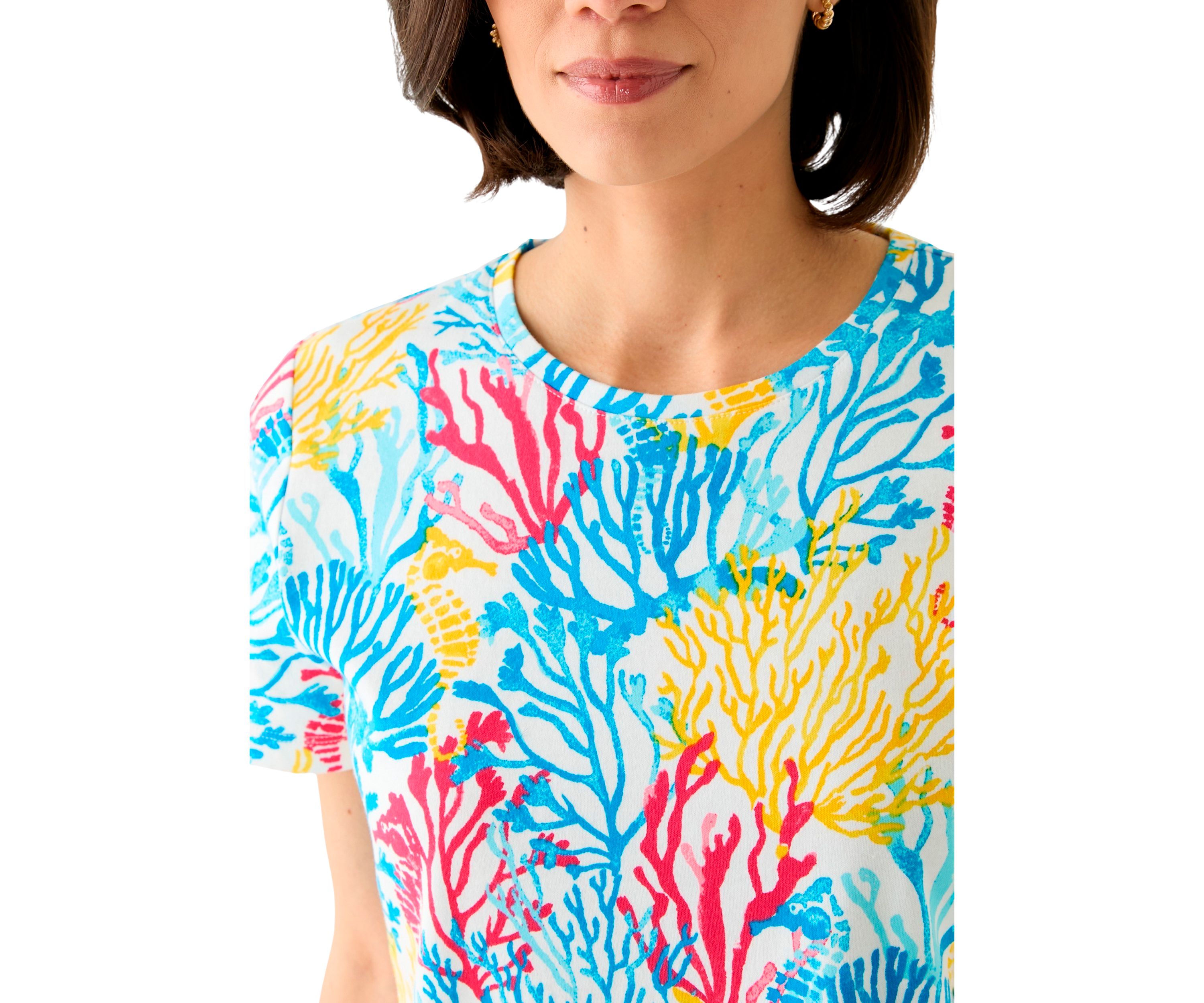 Petite Printed Crew Neck Top