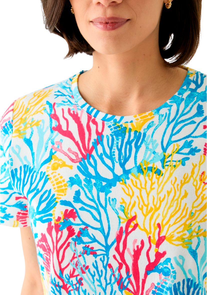 Petite Printed Crew Neck Top