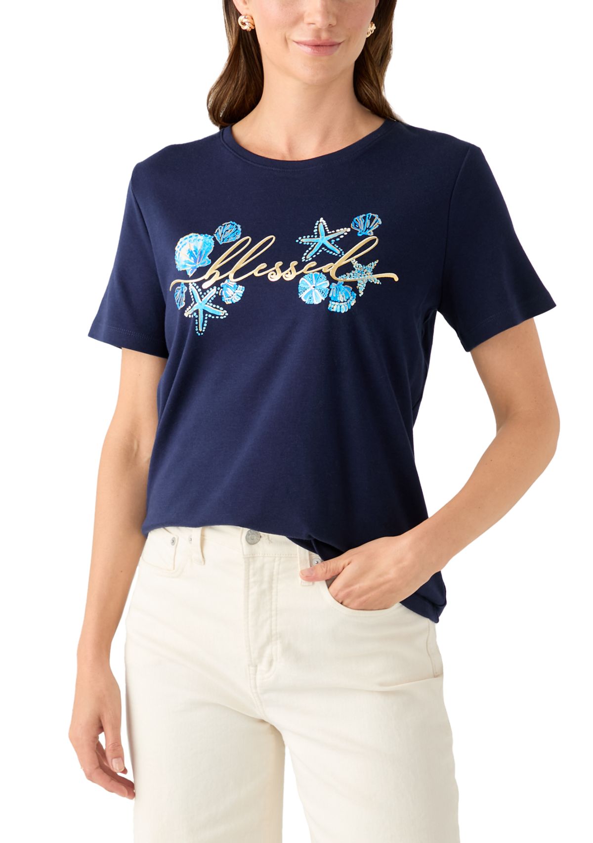 Petite Graphic Crew Neck T-Shirt