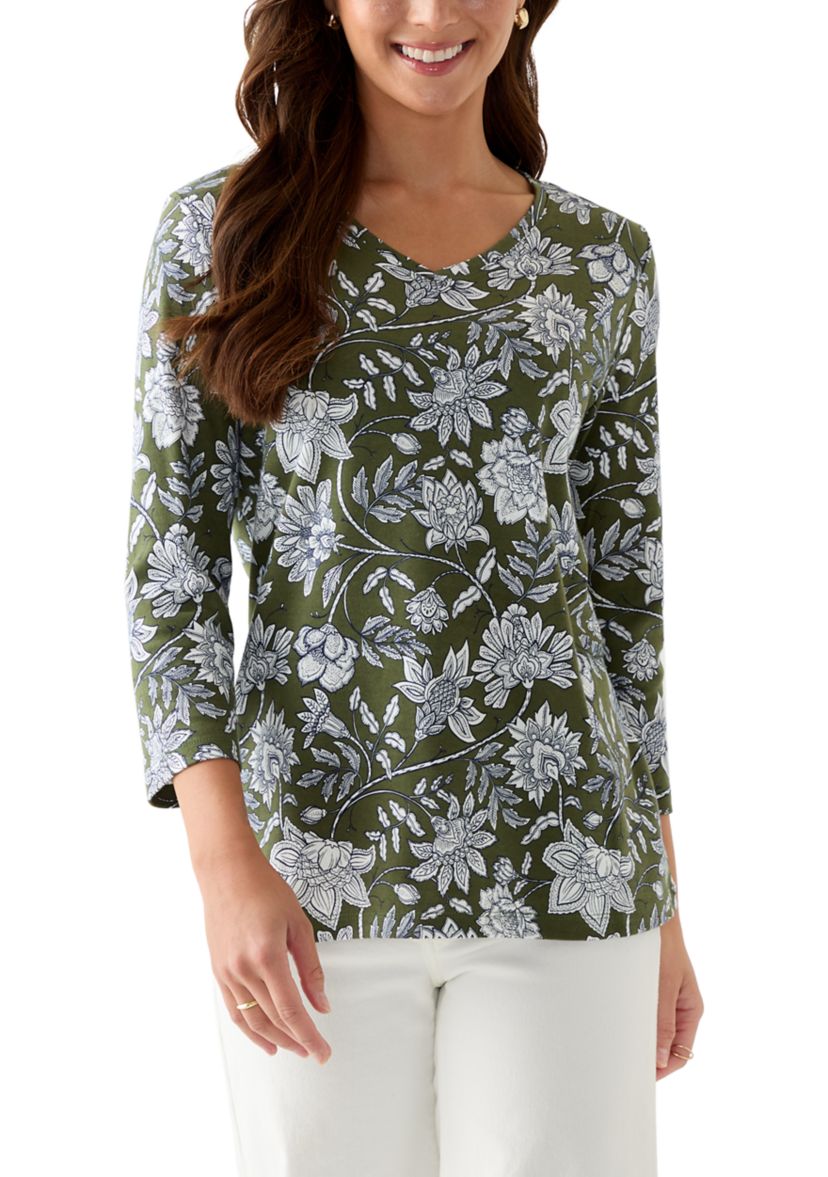 Petite Printed V-Neck Top