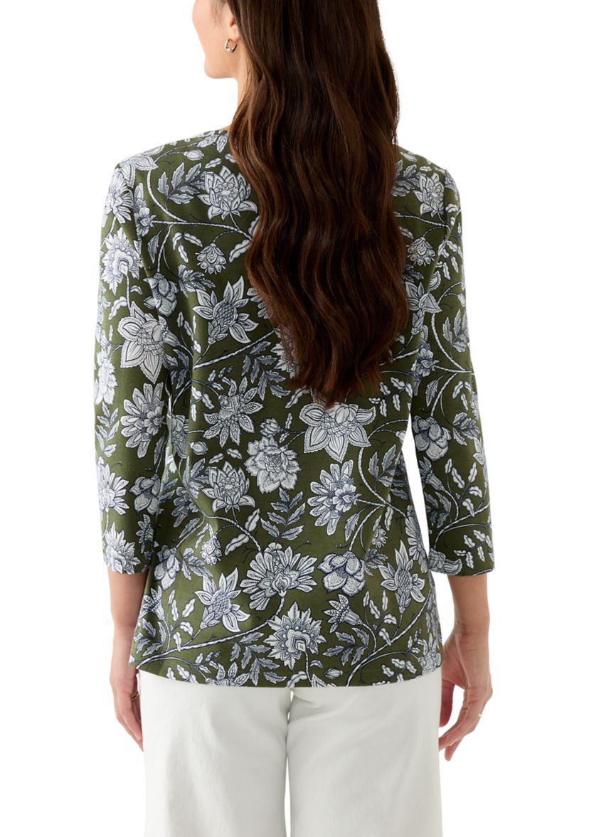 Petite Printed V-Neck Top