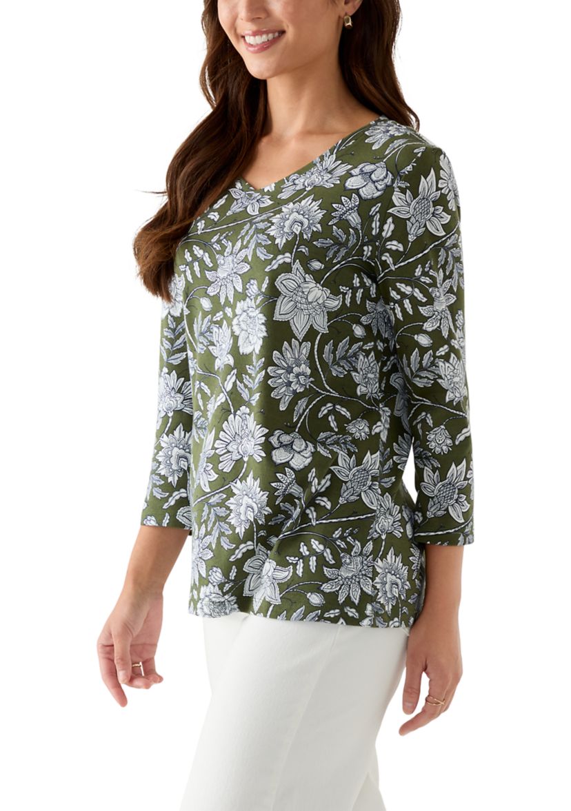 Petite Printed V-Neck Top