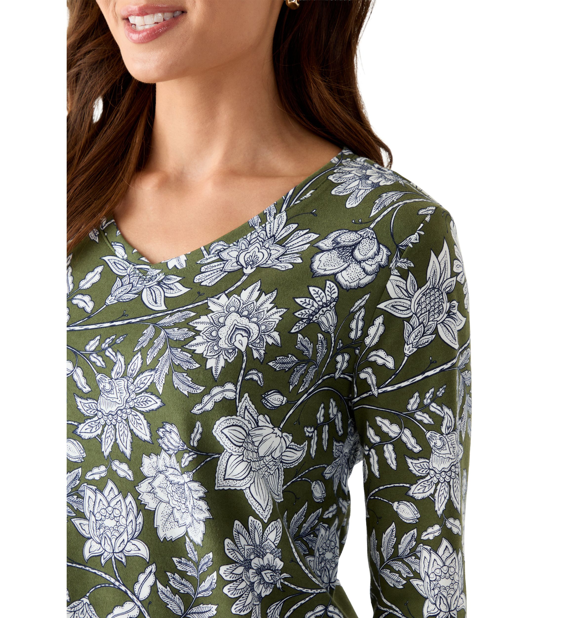 Petite Printed V-Neck Top