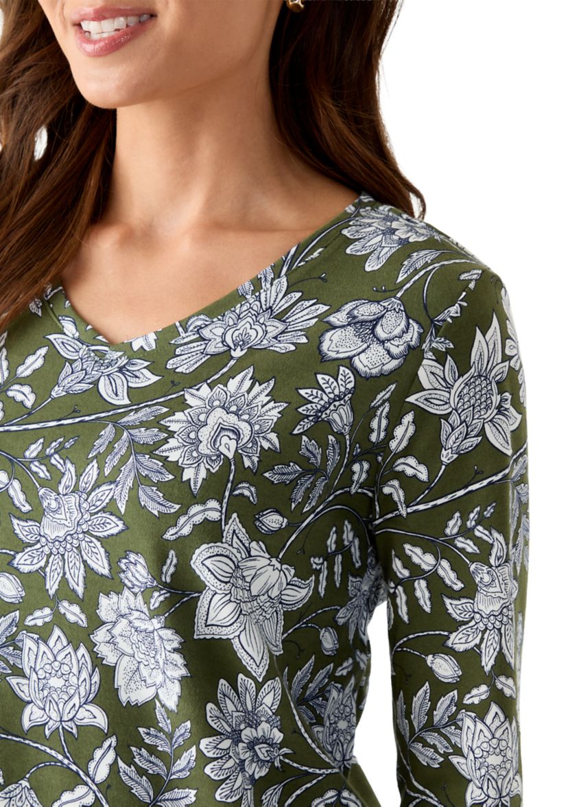 Petite Printed V-Neck Top