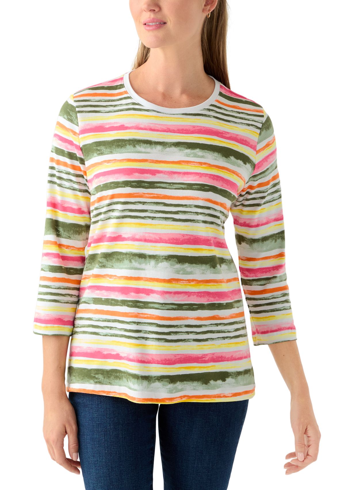 Petite Crewneck Print Top