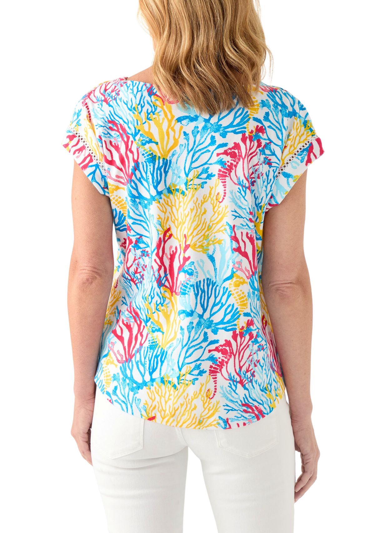 Petite Inset Trim Printed T-Shirt 