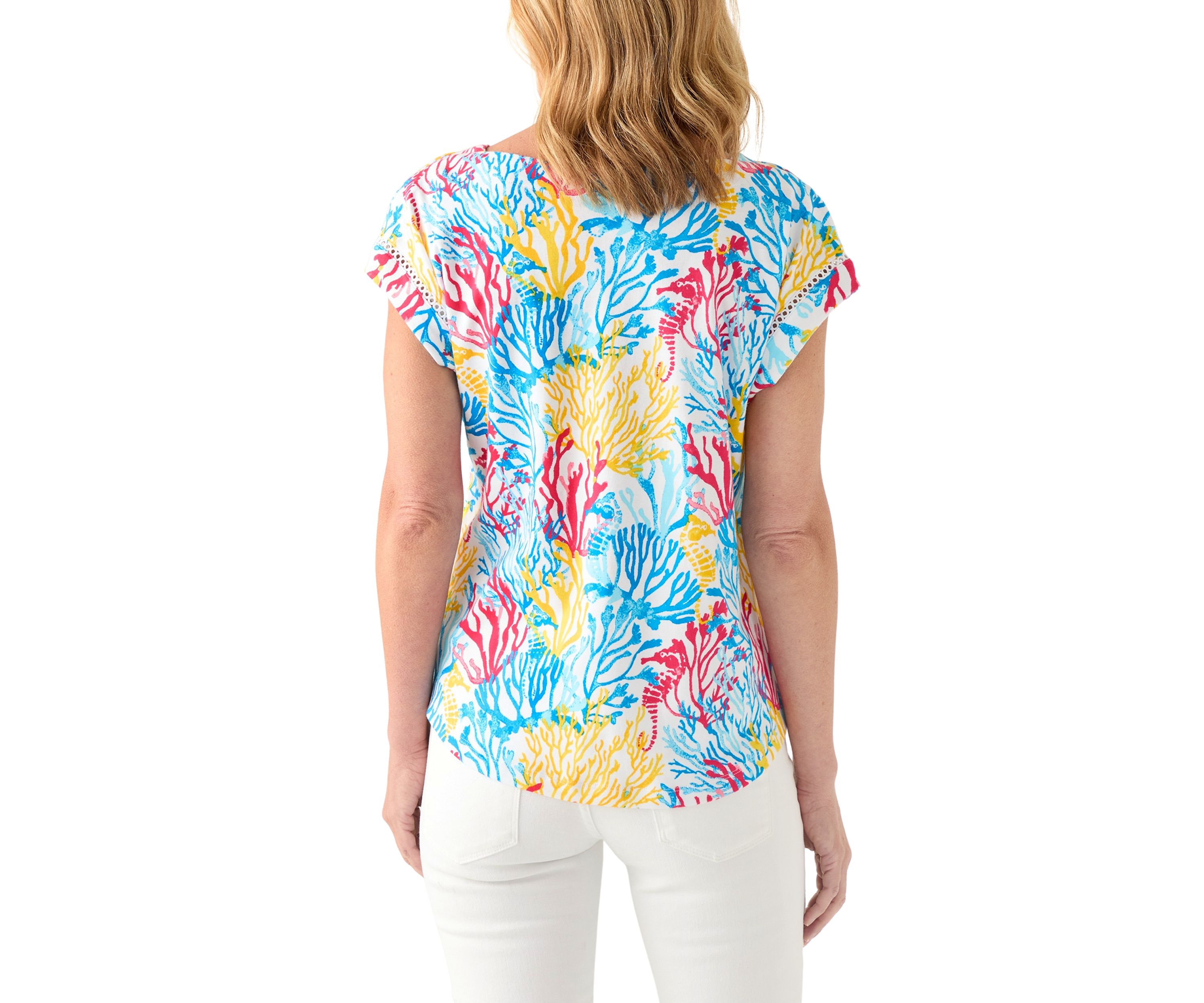Petite Inset Trim Printed T-Shirt 