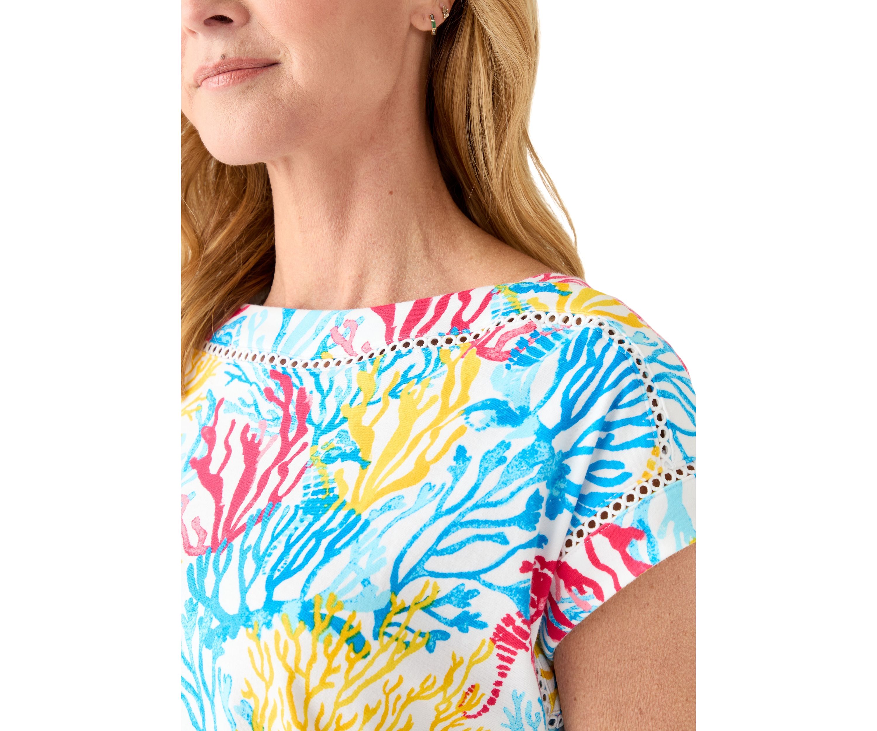 Petite Inset Trim Printed T-Shirt 