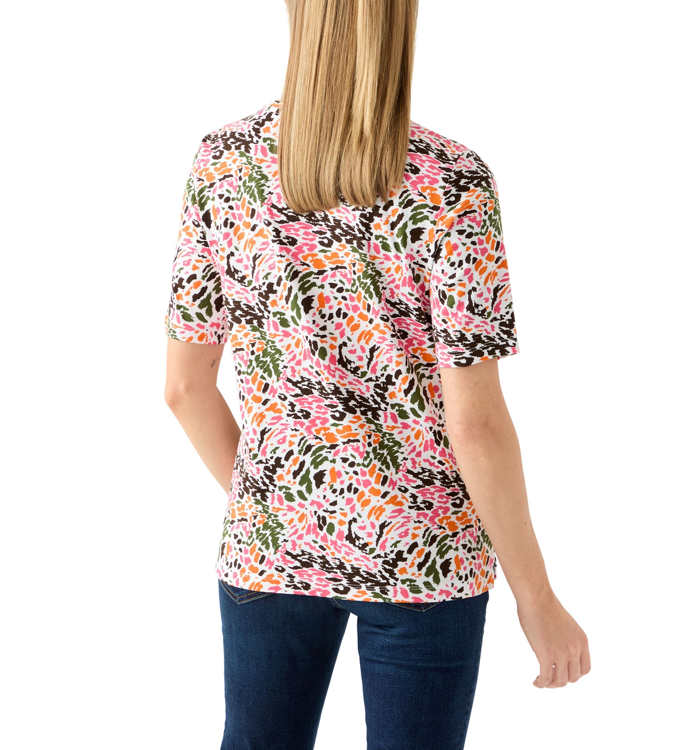 Petite Elbow Sleeve Printed V-Neck T-Shirt 