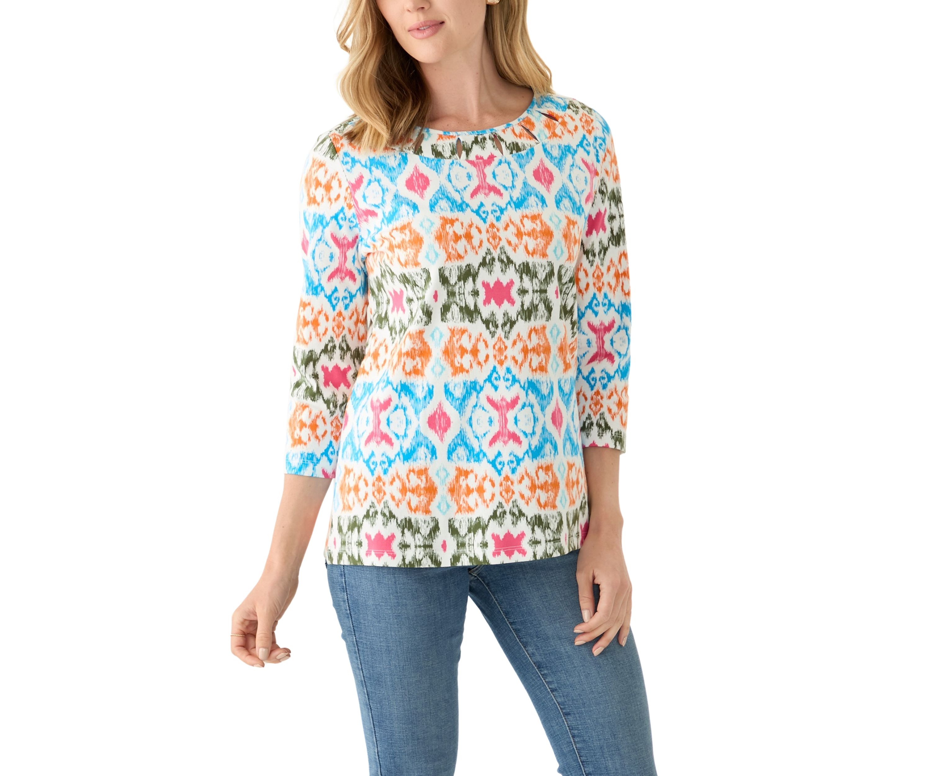 Petite 3/4 Sleeve Printed T-Shirt 