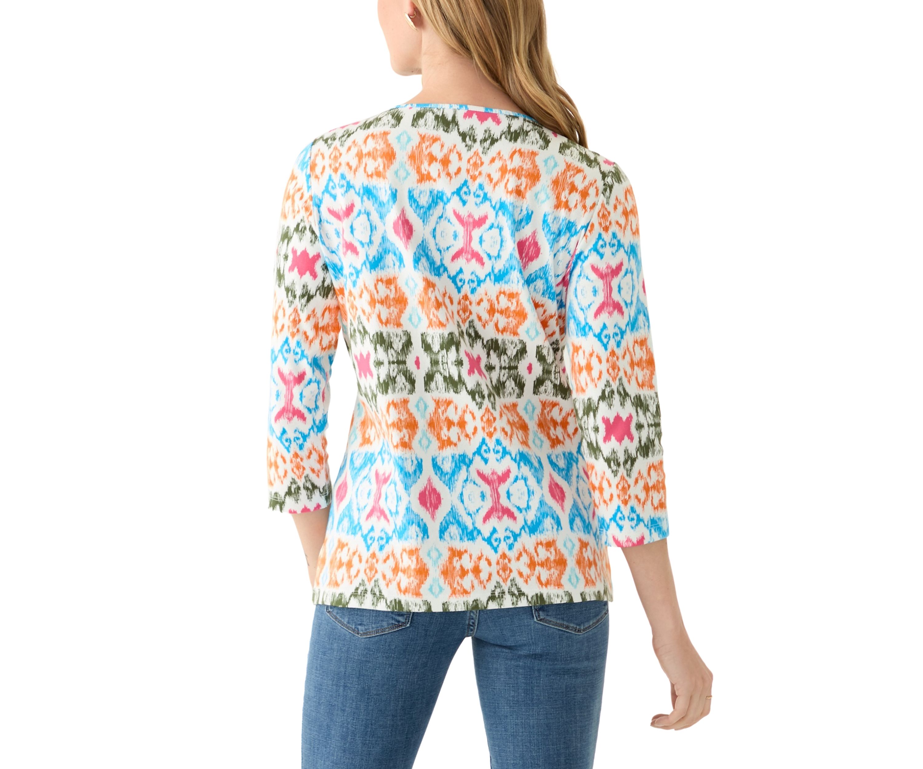 Petite 3/4 Sleeve Printed T-Shirt 