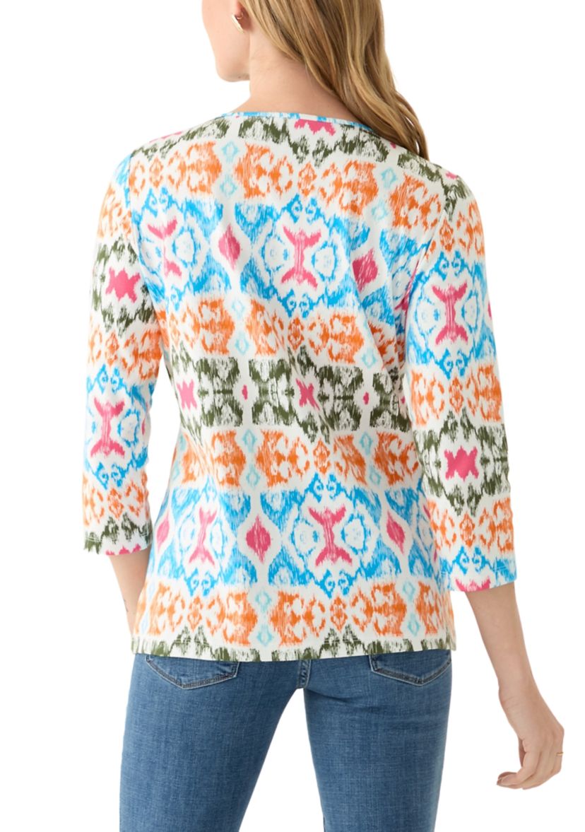 Petite 3/4 Sleeve Printed T-Shirt 