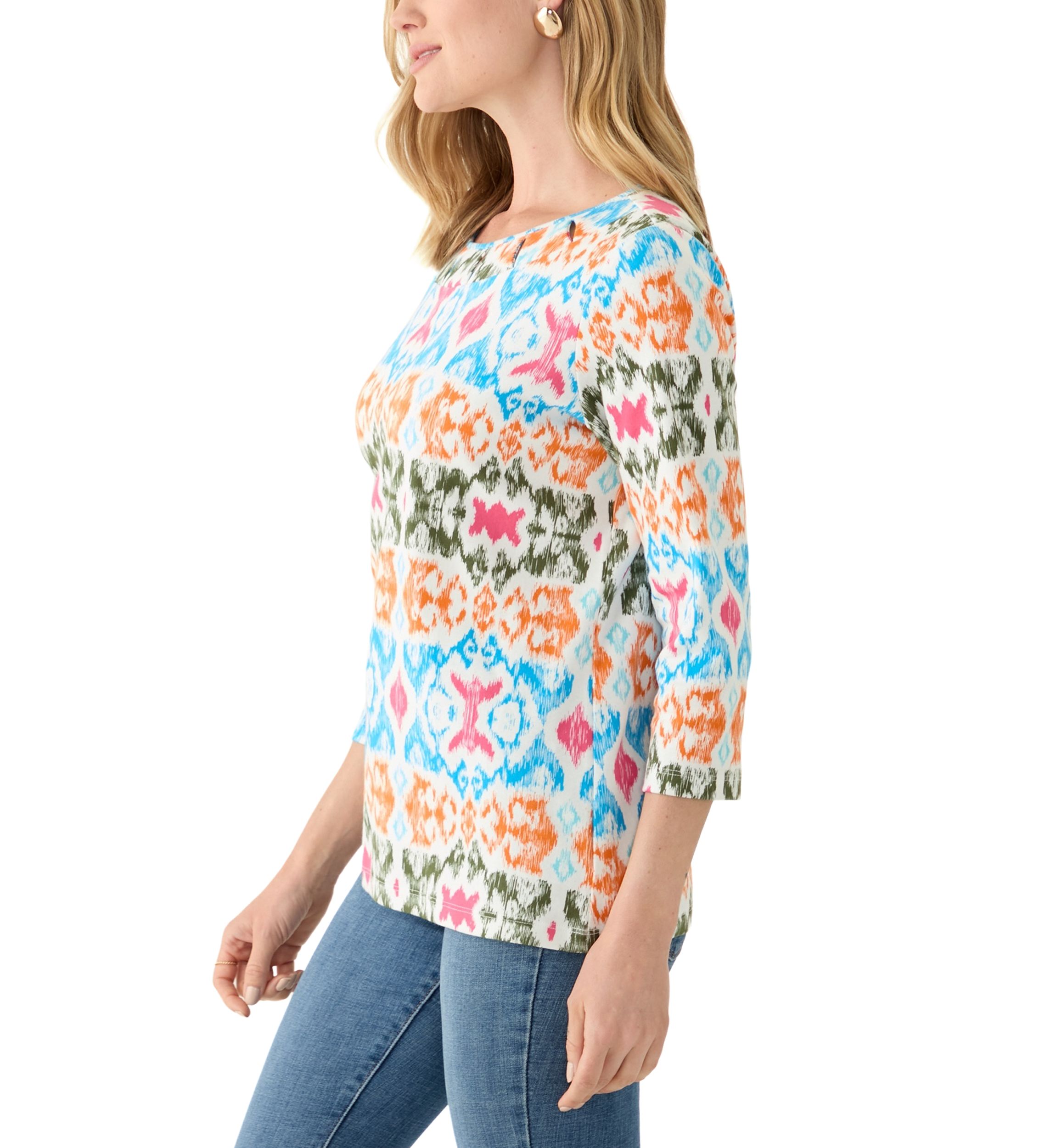 Petite 3/4 Sleeve Printed T-Shirt 