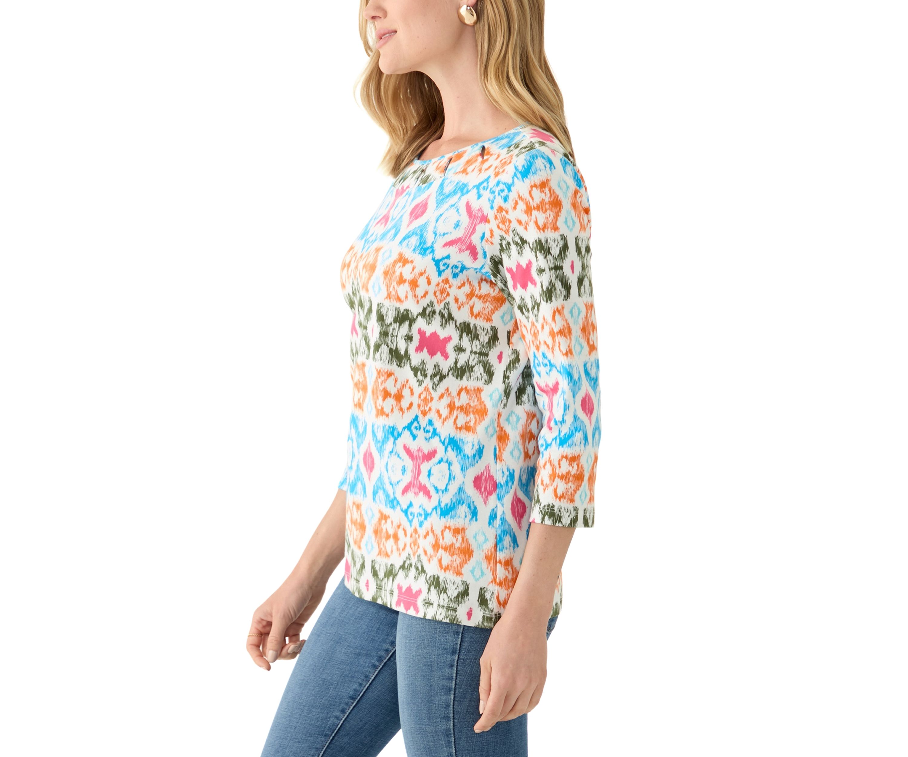 Petite 3/4 Sleeve Printed T-Shirt 